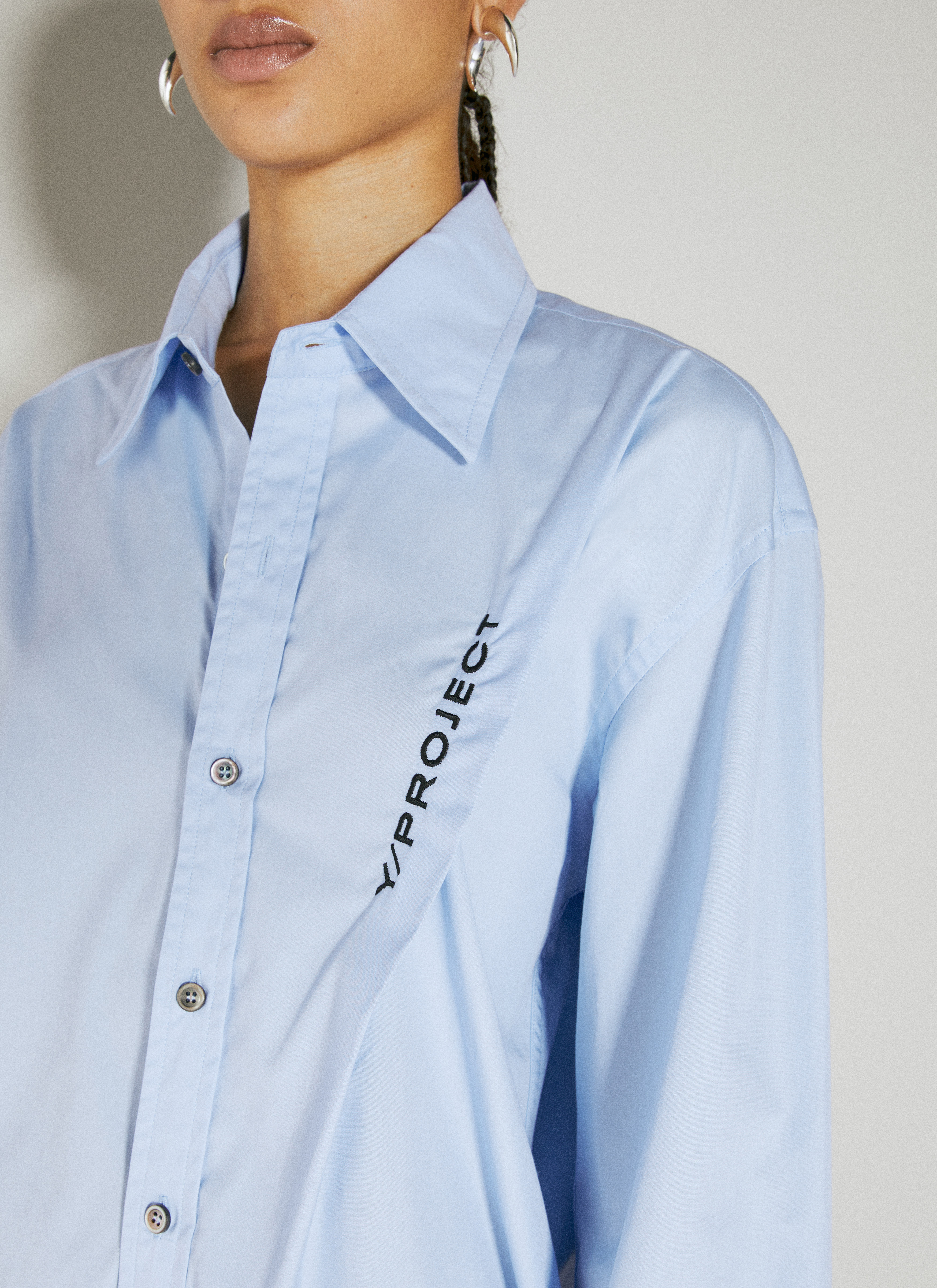 Y/Project Pinched Logo Shirt in Light Blue | LN-CC®