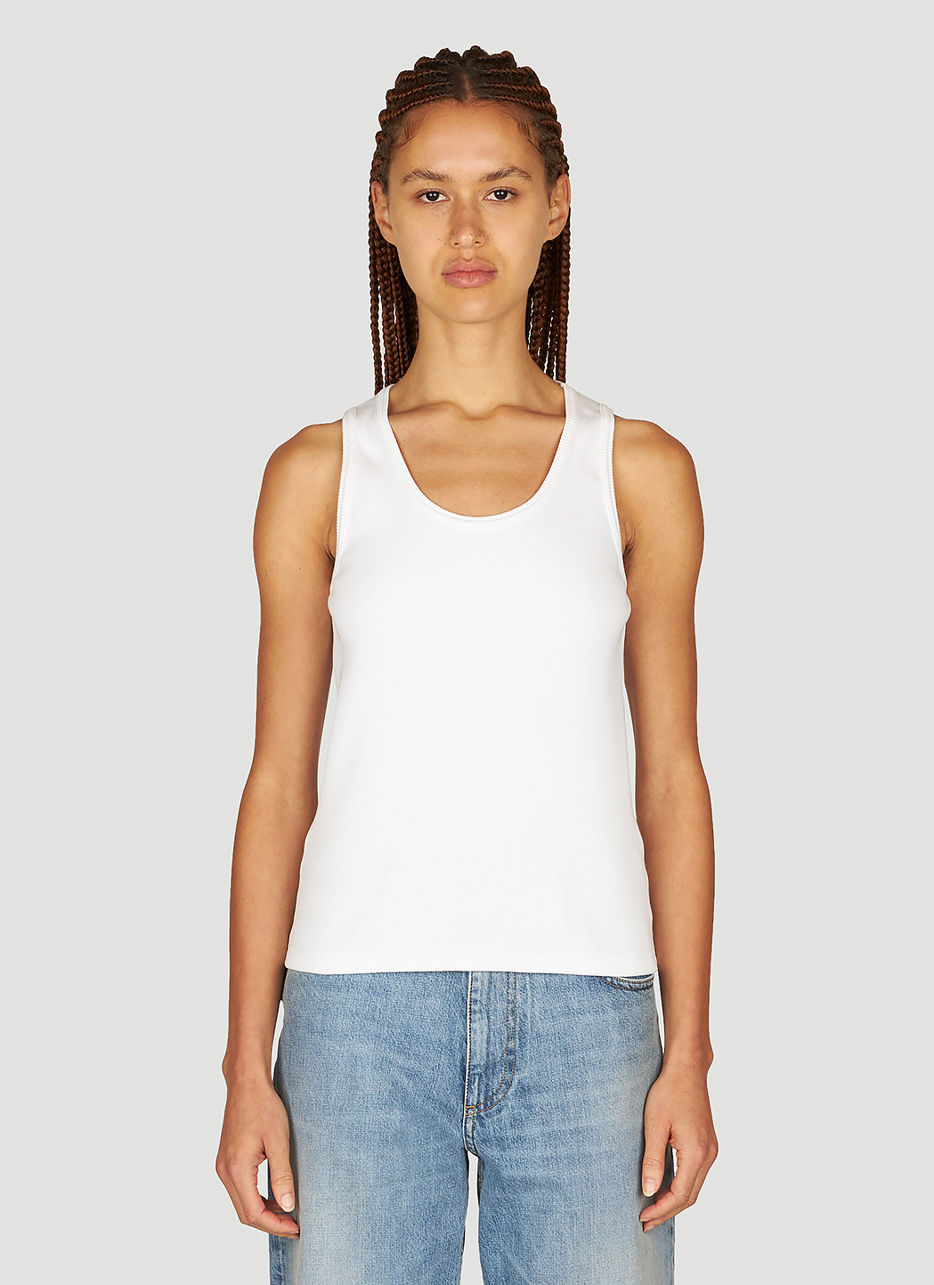 Bottega Veneta Ribbed Tank Top in White | LN-CC®