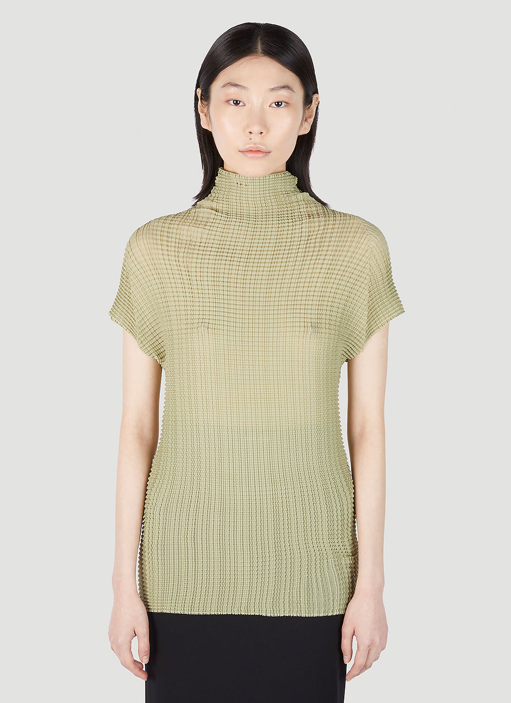 Issey Miyake Wooly Pleats Top in Green | LN-CC