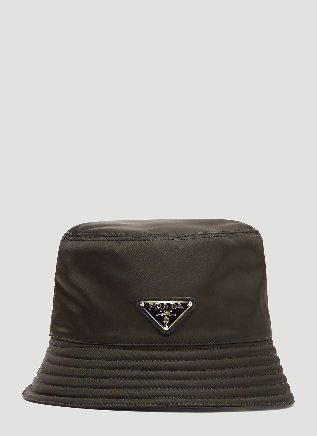 Prada Nylon Logo Bucket Hat in Black | LN-CC
