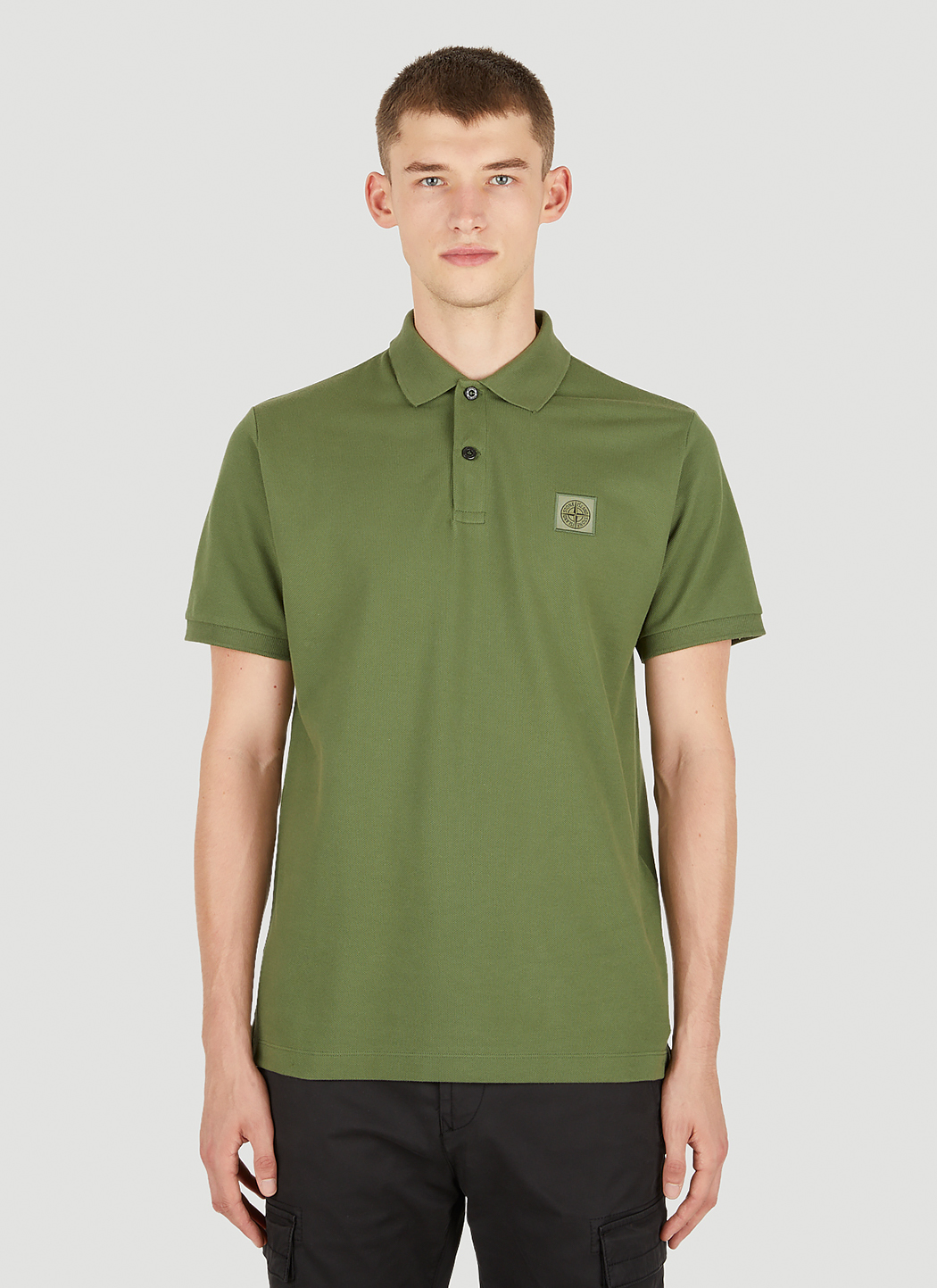 Stone island outlet green polo shirt