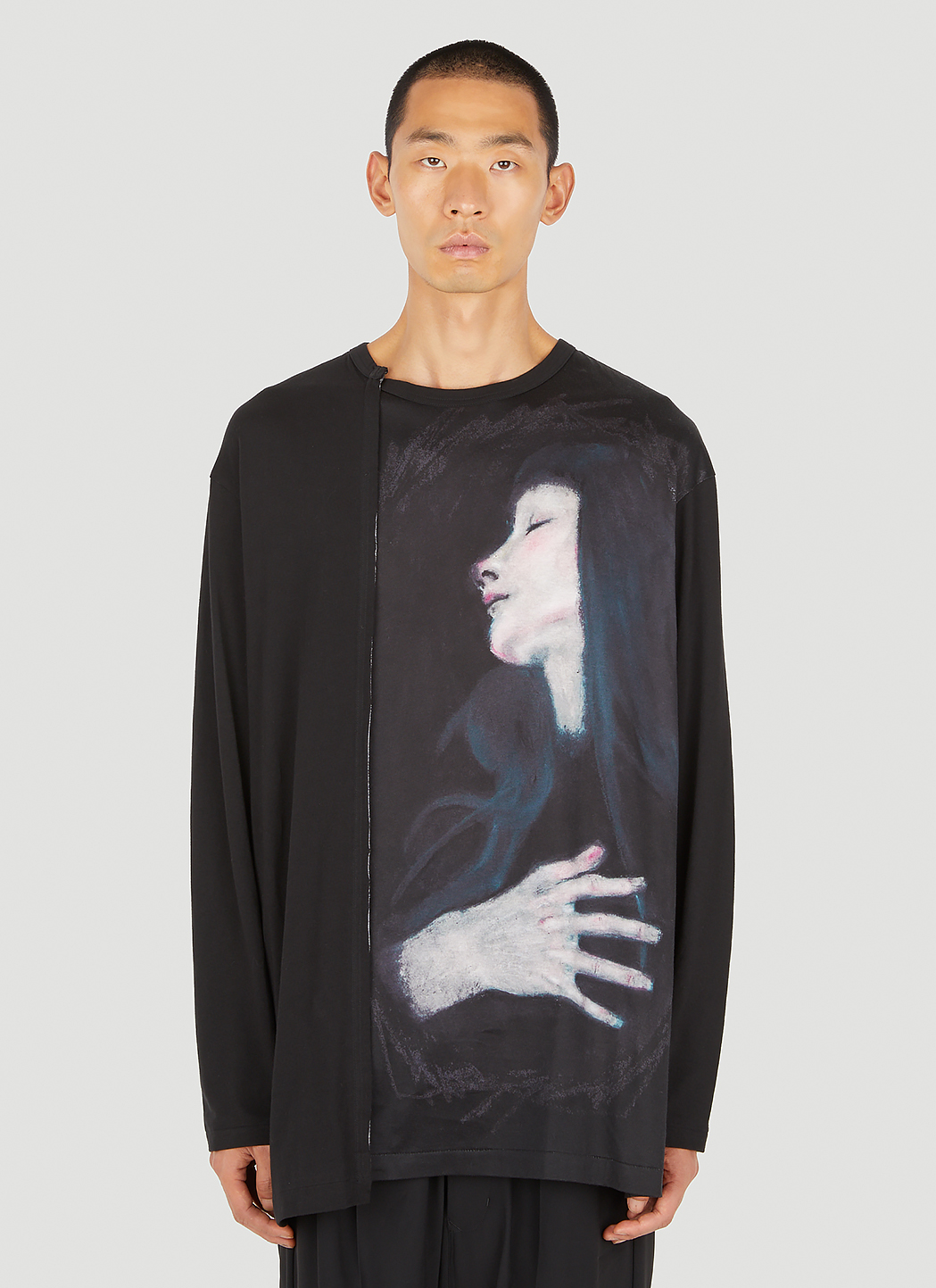 Yohji Yamamoto Graphic Print T-Shirt in Black | LN-CC