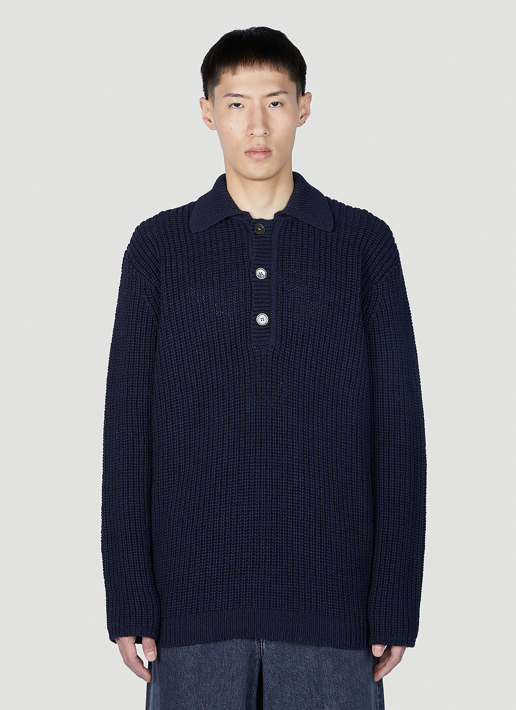 Our Legacy Men's Polo Sweater in Dark Blue | LN-CC®
