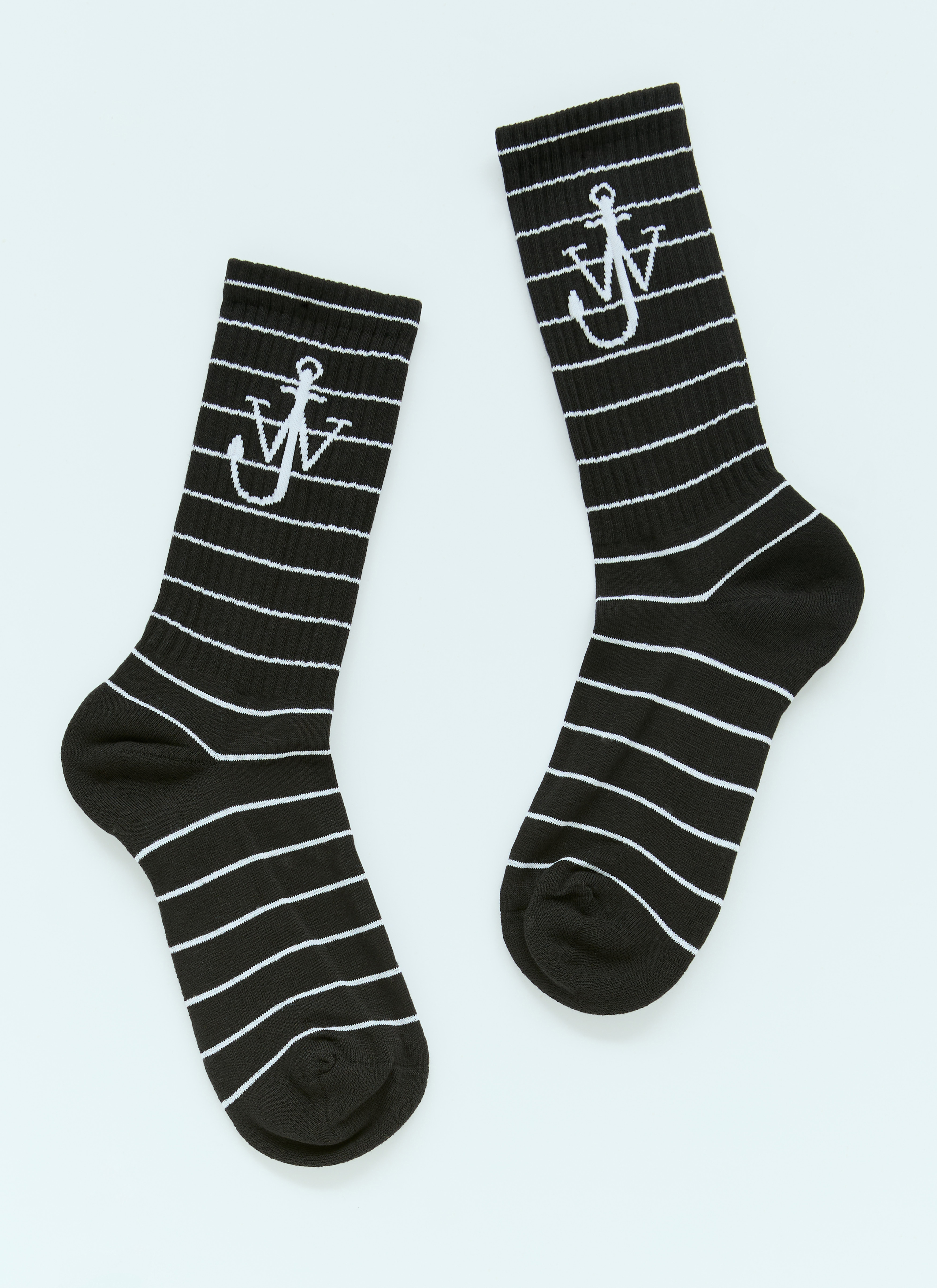 JW Anderson Striped Anchor Socks in Black