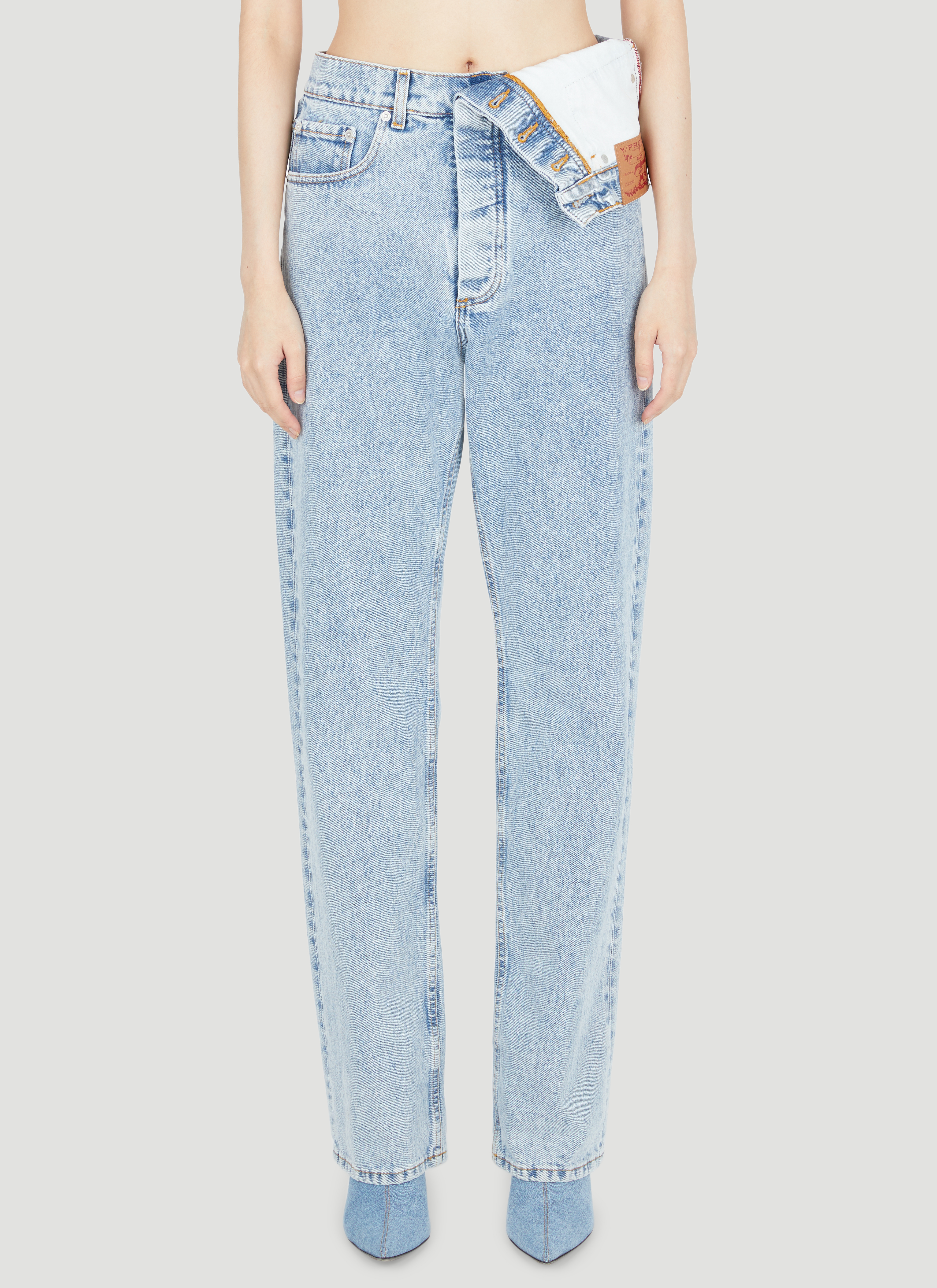 Y/Project Women's Asymmetric Waist Jeans in Blue | LN-CC®