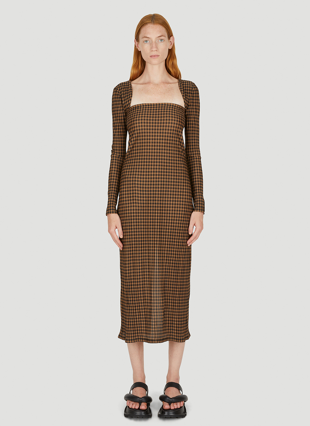 Detachable Sleeve Check Dress