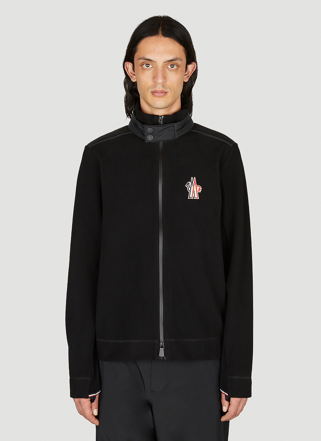 Moncler Grenoble Men's' Logo Embroidery Zip-Up Cardigan in Black | LN-CC®