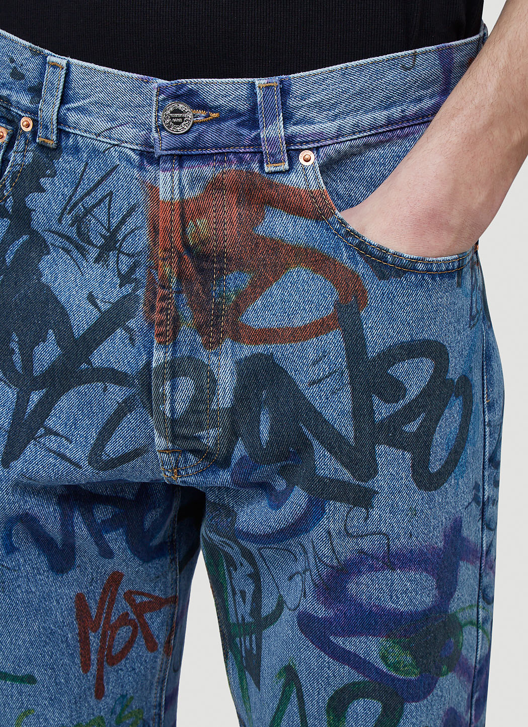 VETEMENTS Men's Graffiti Jeans in Blue | LN-CC