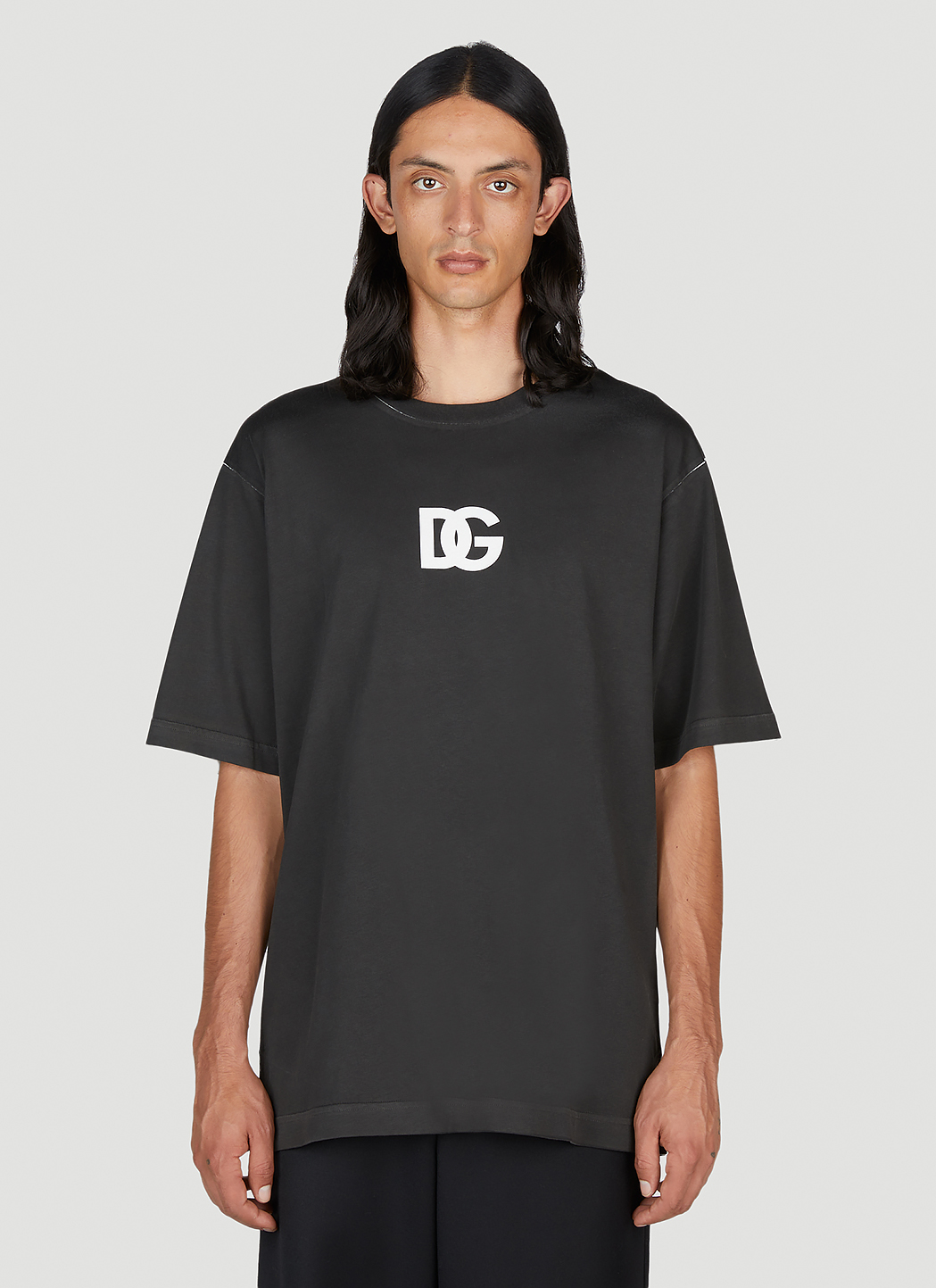 Dolce & Gabbana Men's DG Logo Print T-Shirt in Black | LN-CC®
