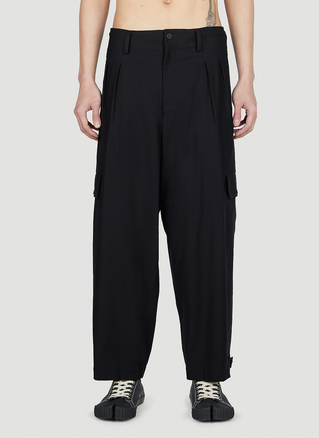 Yohji Yamamoto Men's Y-Side Flap Pants in Black | LN-CC®