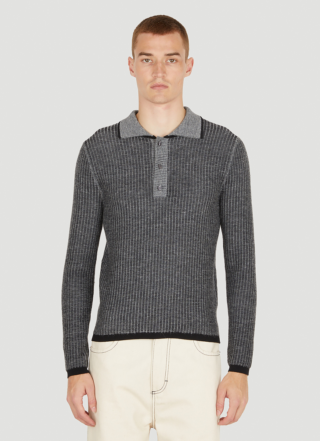 Eckhaus Latta Amoretto Knit Polo Top in Grey | LN-CC®