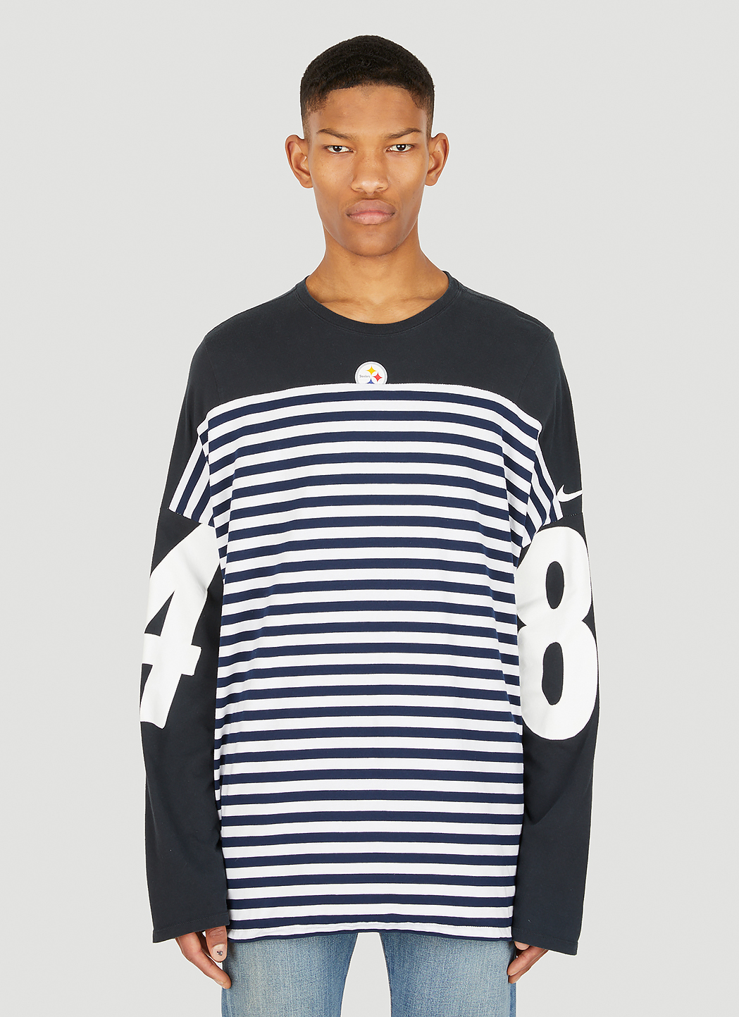 off white long sleeve striped shirt