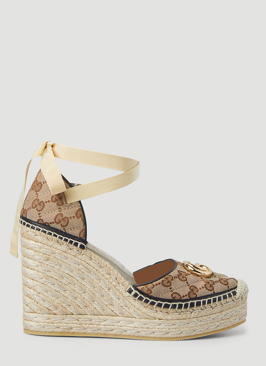 Gucci GG Supreme Espadrille Wedges in Brown LN CC