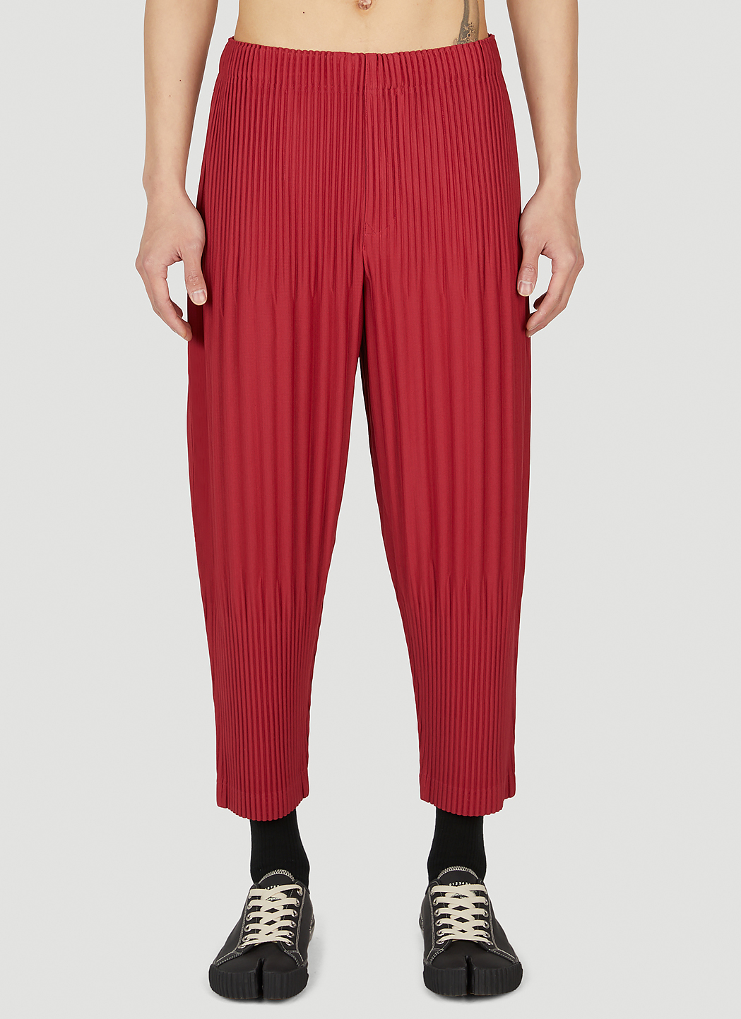 Homme Plissé Issey Miyake Men's Tapered Pants in Red | LN-CC®