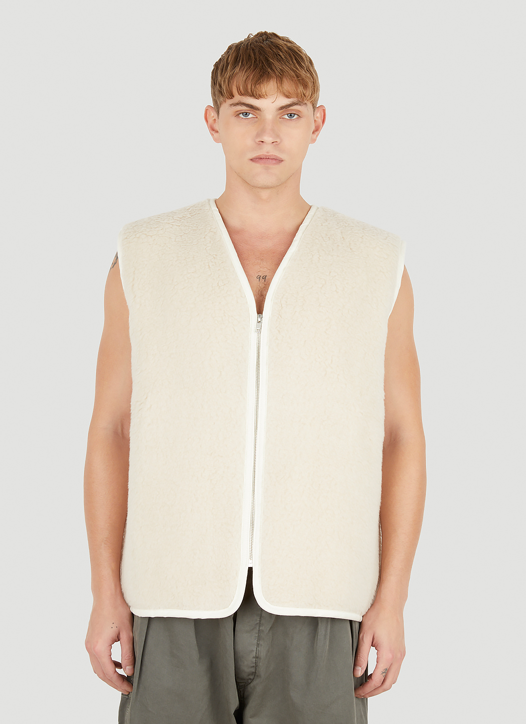 Camiel Fortgens Men's Fleece Gilet Jacket in White | LN-CC®