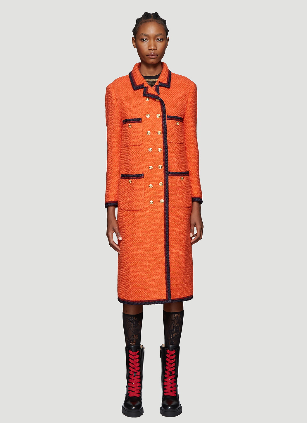 Gucci Tweed Coat in Orange | LN-CC