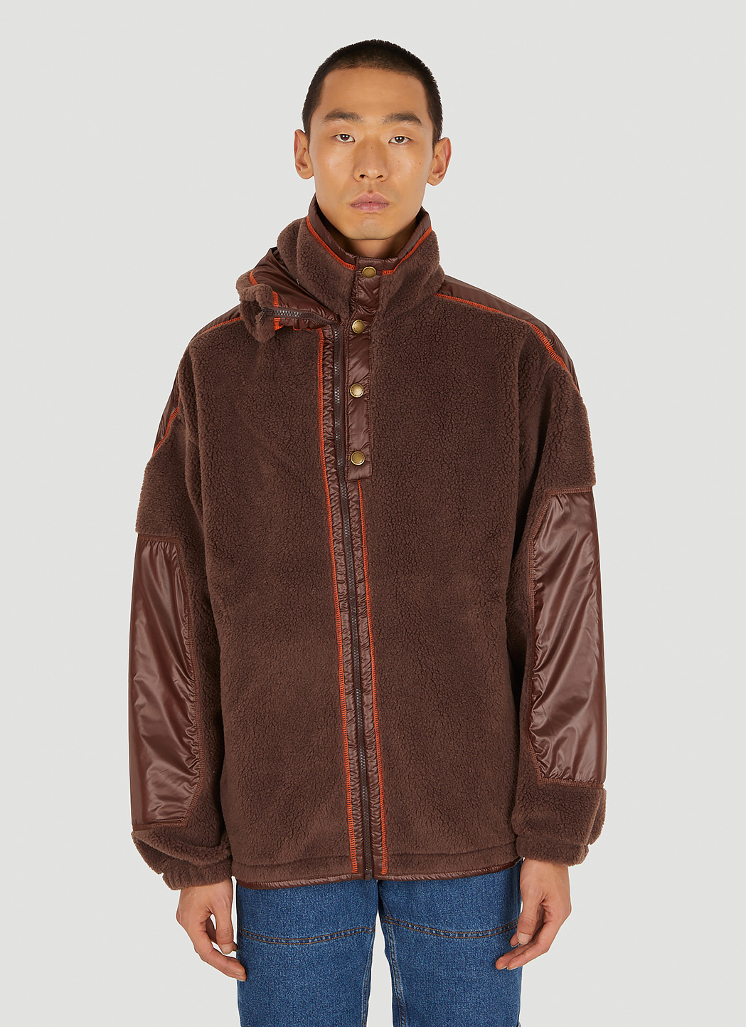 Y/Project Double Collar Fleece Jacket in Brown | LN-CC®