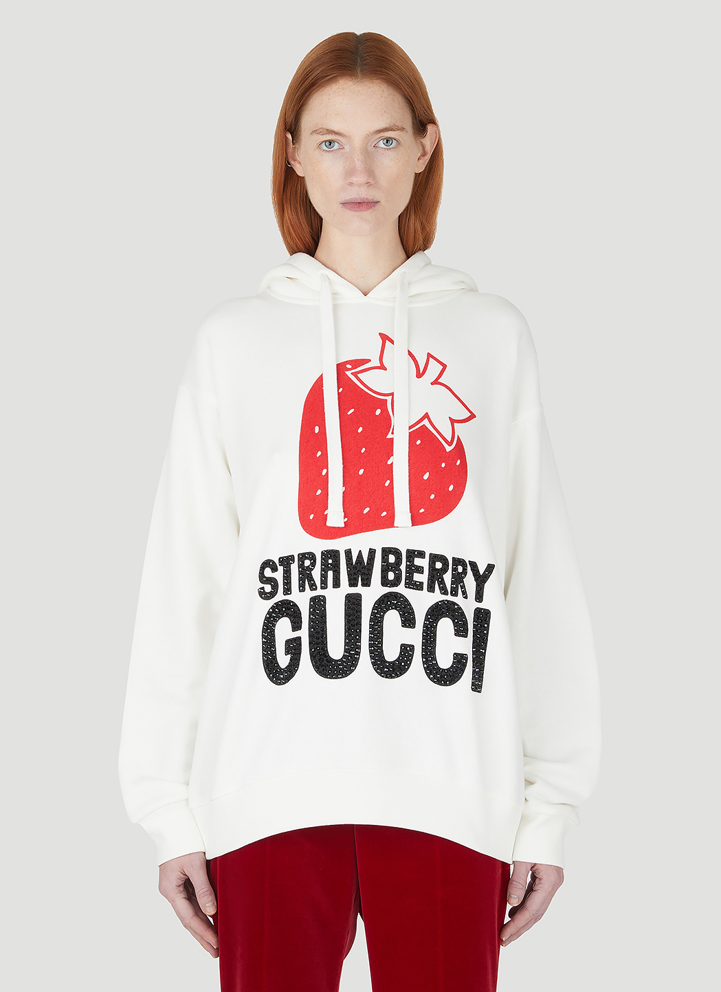 Gucci Strawberry Hooded Sweatshirt in White | LN-CC