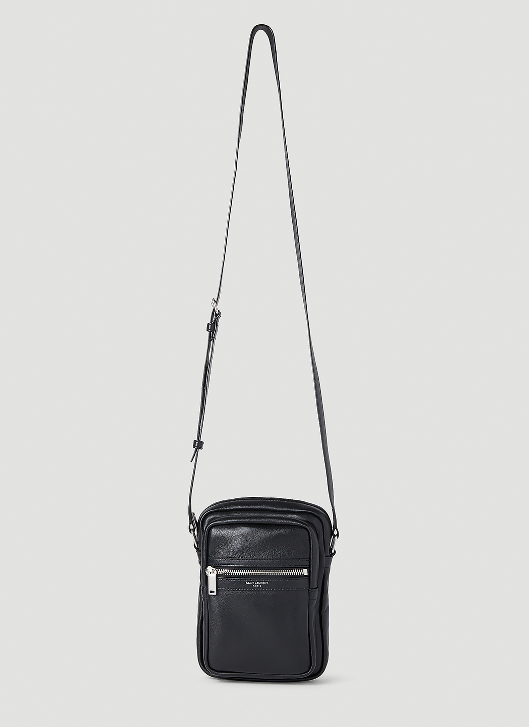 Saint Laurent Brad Soft Leather Crossbody Pouch Bag in Black for Men