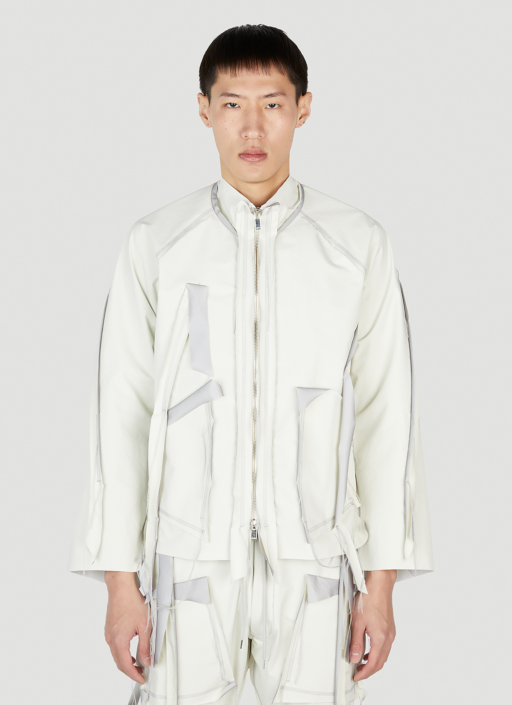 Sulvam Unisex Cutting Short Jacket in White | LN-CC®