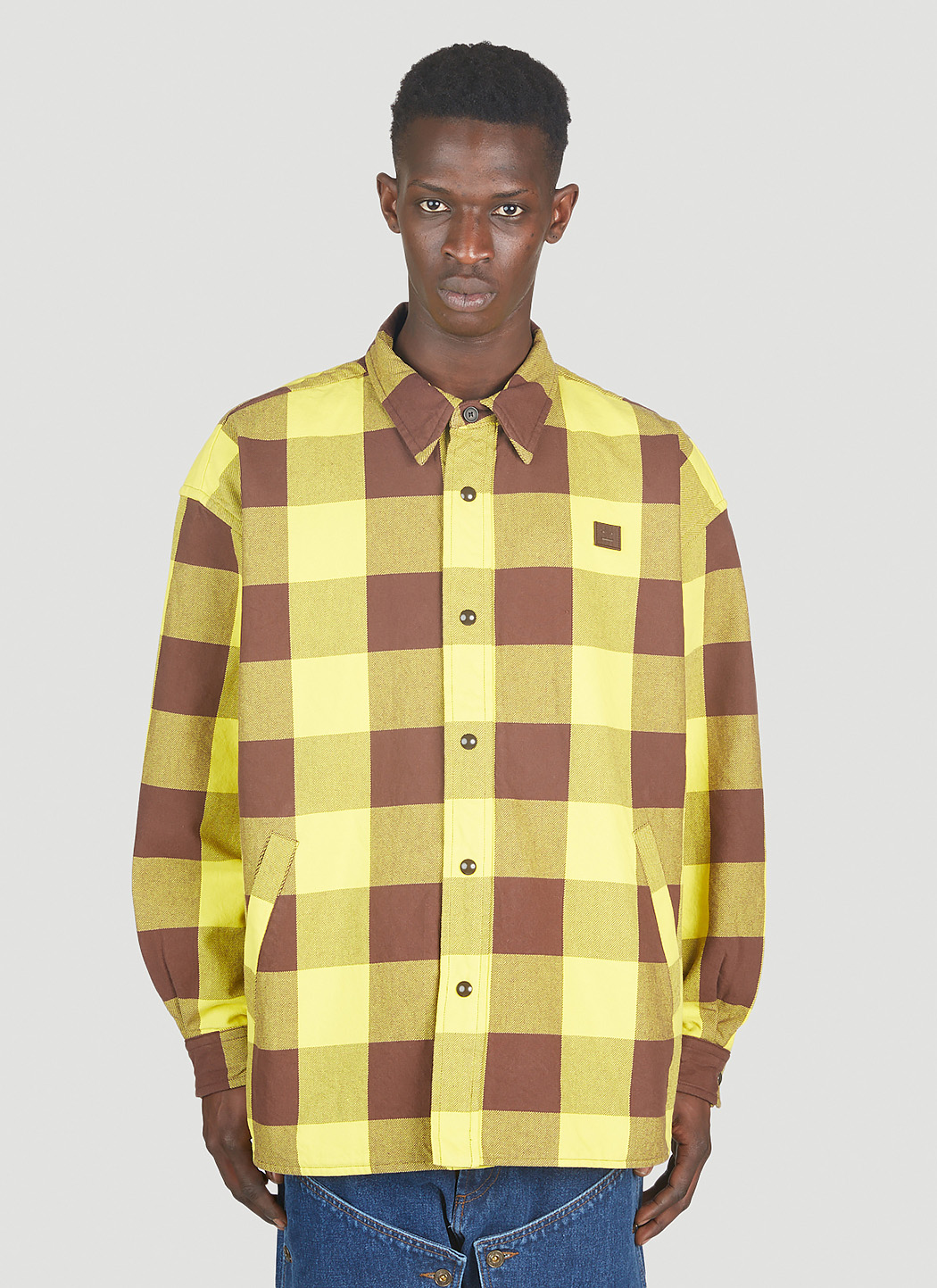 Acne Studios Padded Check Overshirt in Yellow LN CC