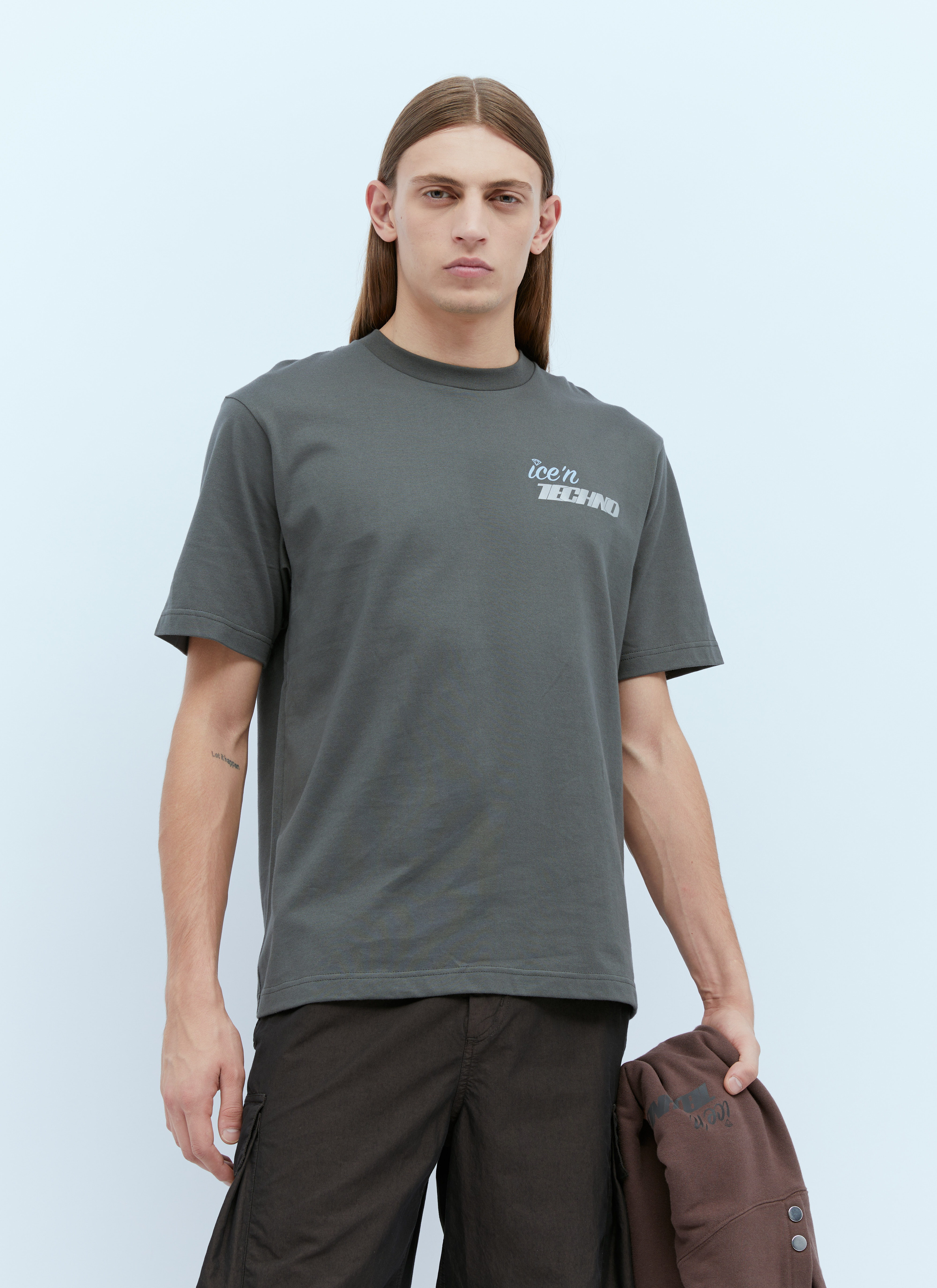 ICE & TECHNO Men's Ice'N Logo Print T-Shirt in Grey | LN-CC®