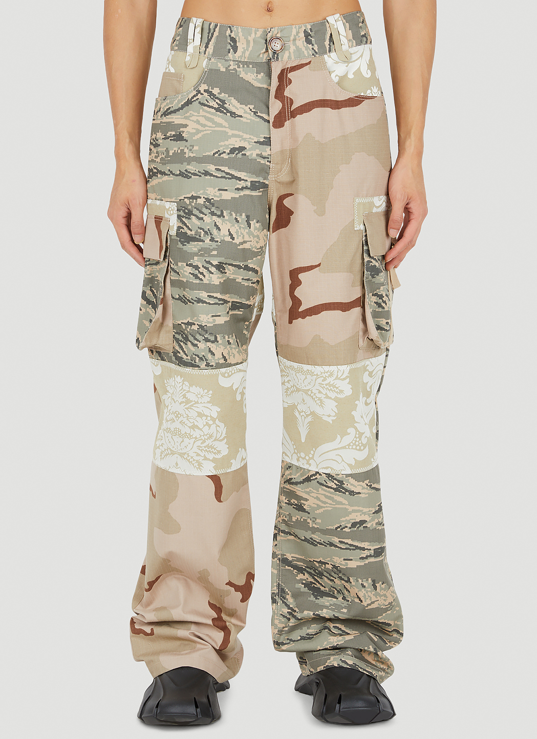 Marine Serre Patchwork Cargo Pants in Beige | LN-CC®