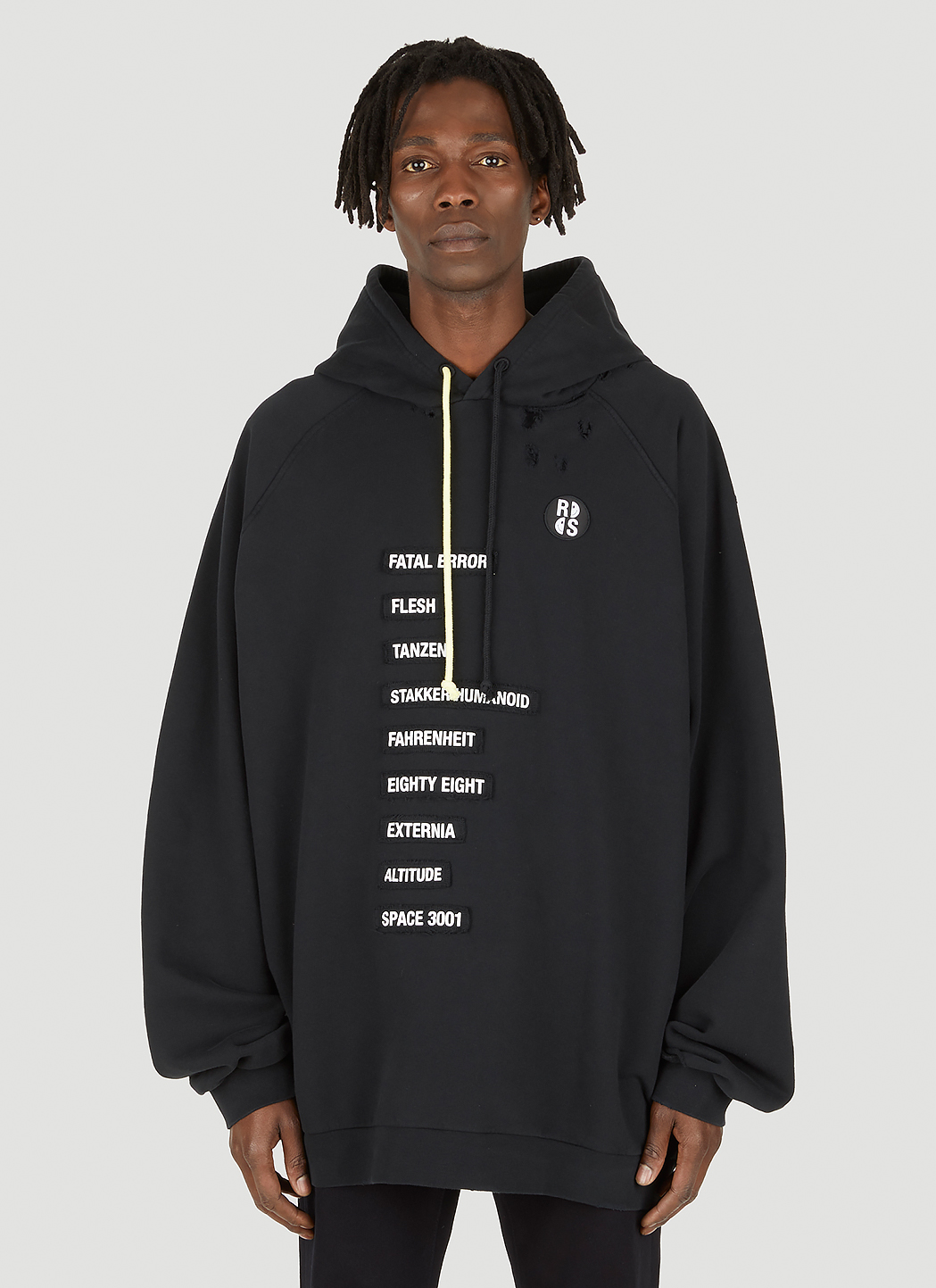 Raf Simons x Smiley Men's Big Fit Patched Text Hooded Sweatshirt