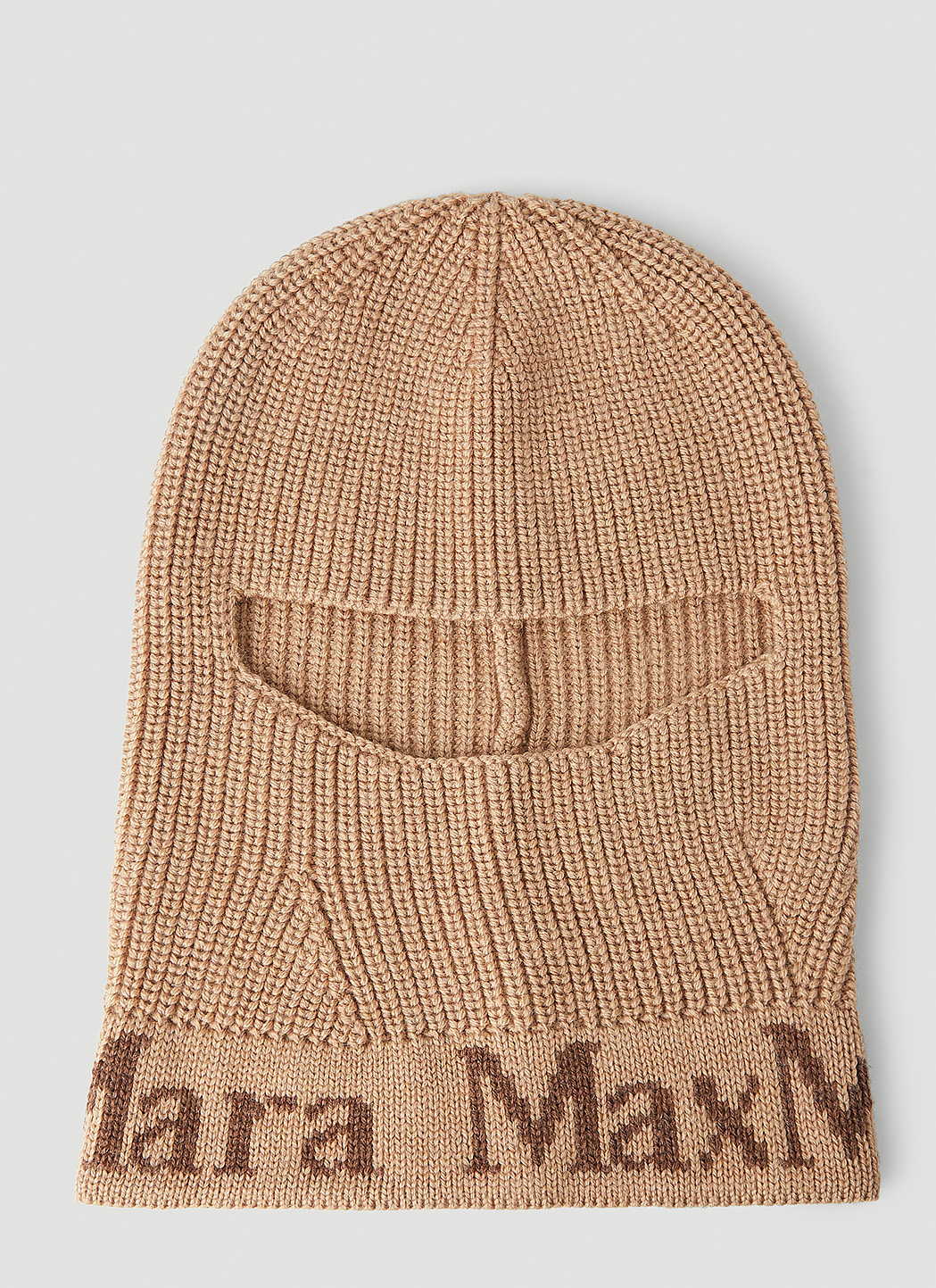 Max Mara Logo Knit Balaclava in Beige LN CC