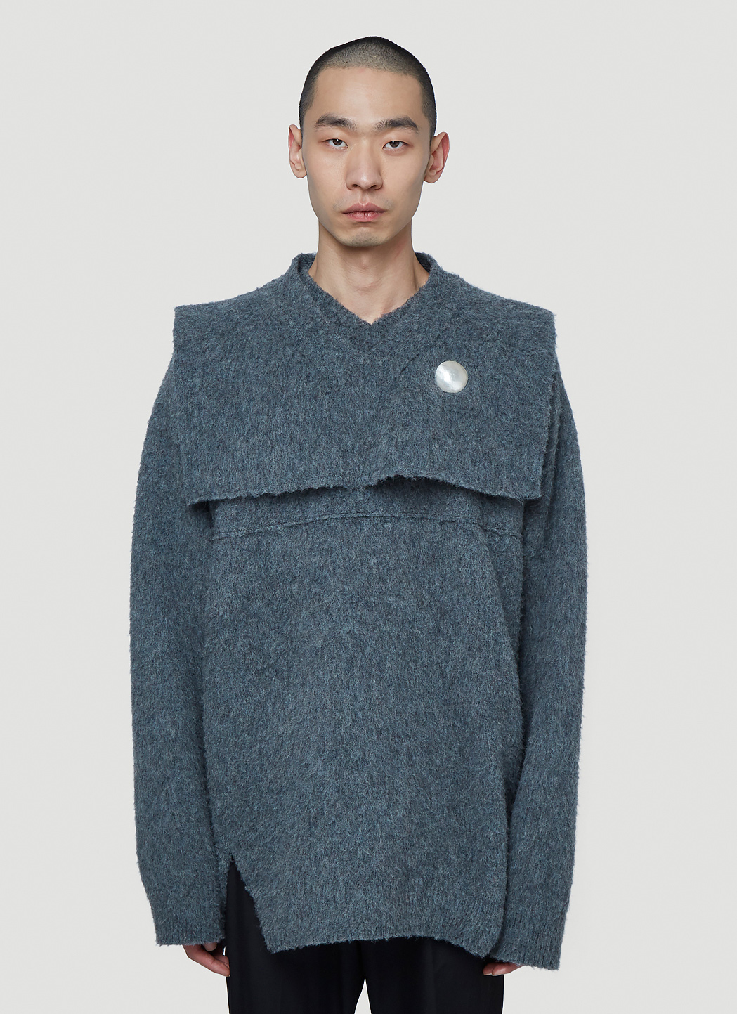 Jil Sander V-Neck Sweater in Grey | LN-CC