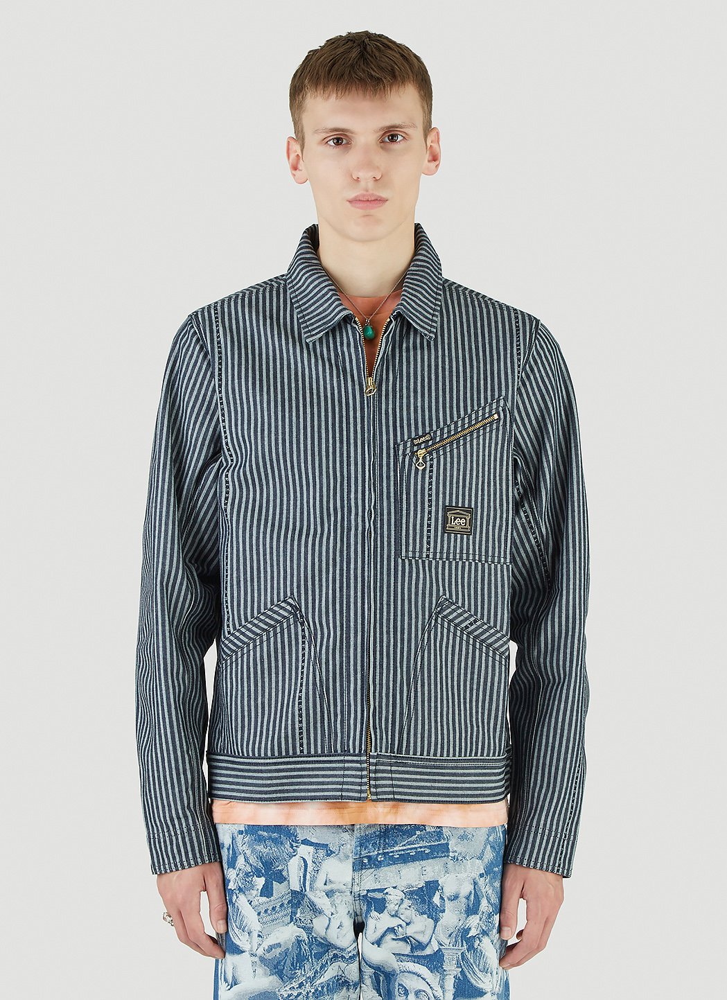 Calvin klein archive shop stripe denim trucker jacket