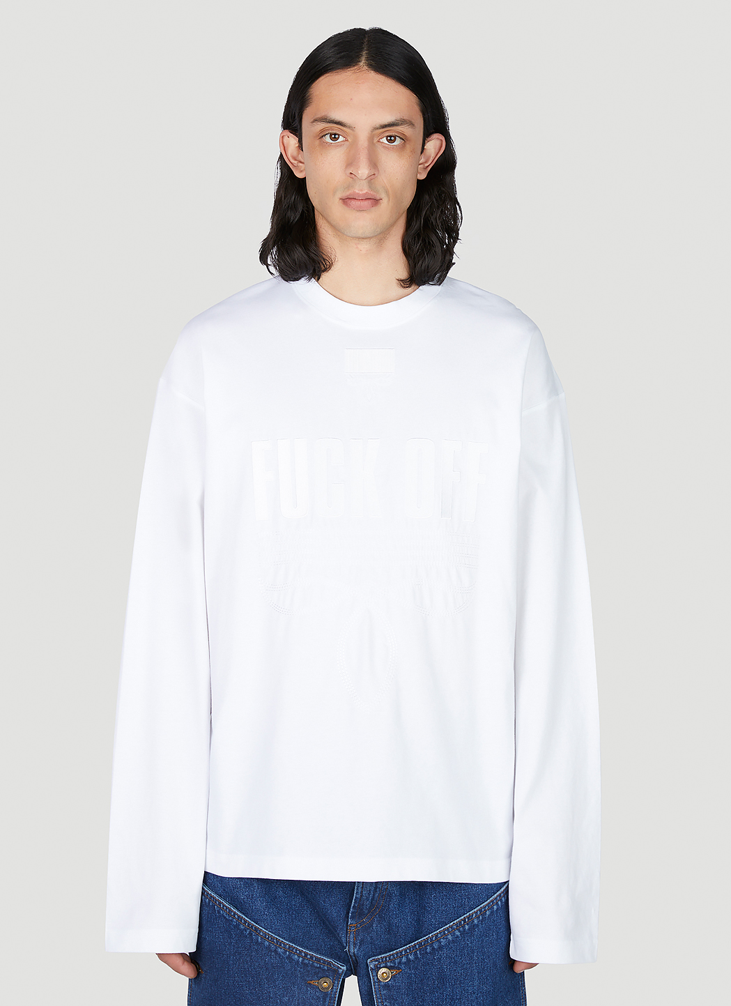 VTMNTS Fuck Off Long Sleeve T-Shirt in White | LN-CC