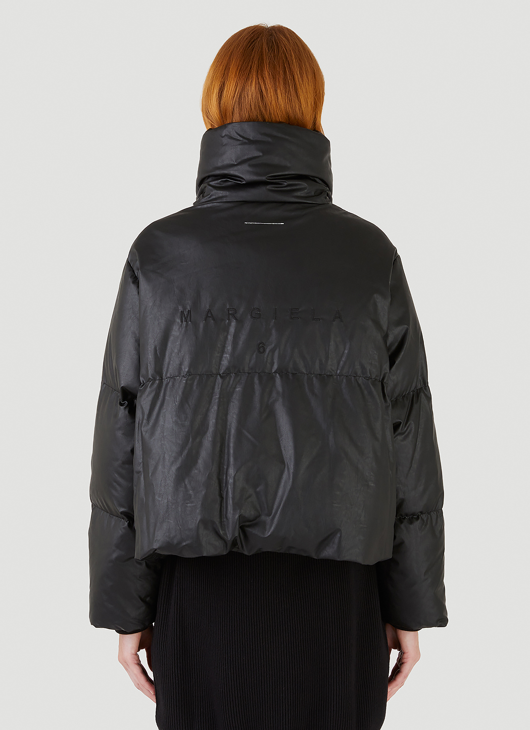 MM6 Maison Margiela Women's Faux-Leather Padded Jacket in Black | LN-CC