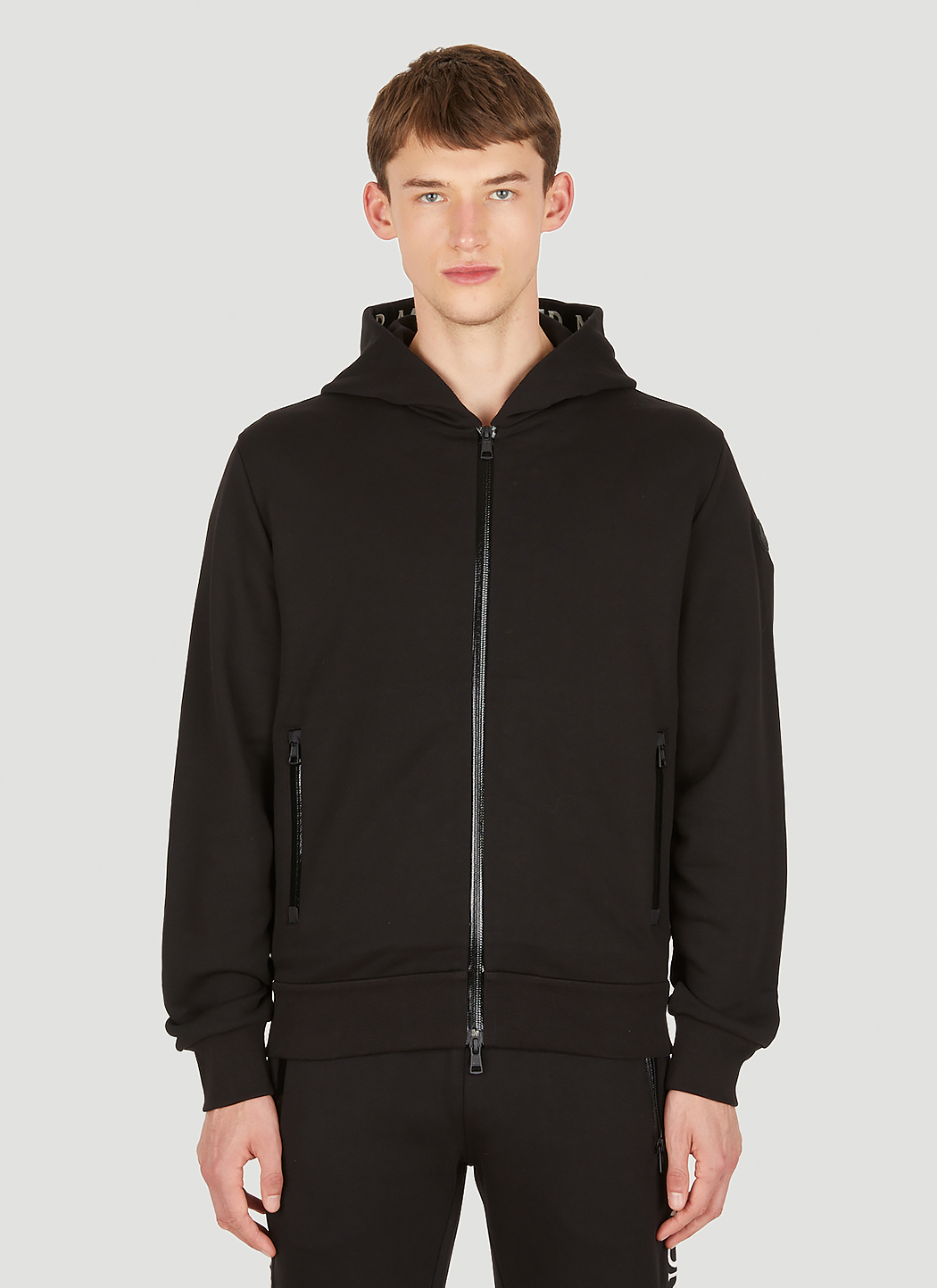 Moncler Zip Fastening Hooded Sweatshirt in Black LN CC