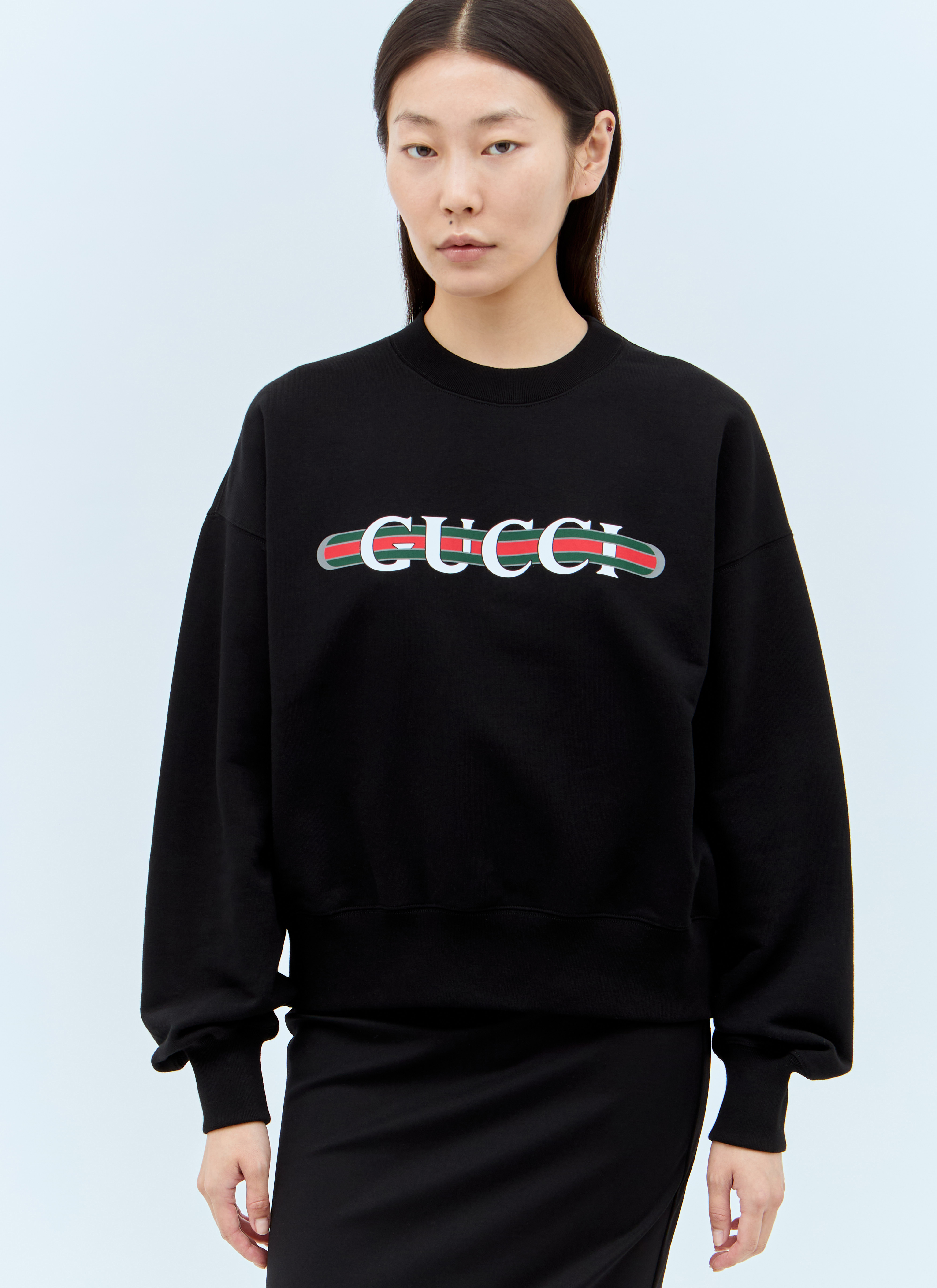 Gucci Women s Logo Print Sweatshirt in Black LN CC