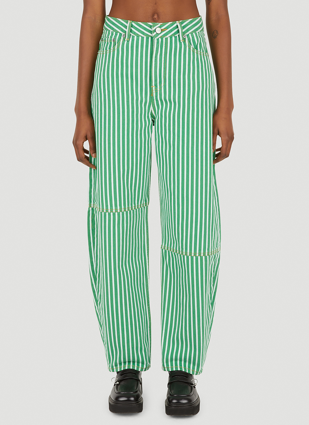 GANNI Striped Pants in Green | LN-CC