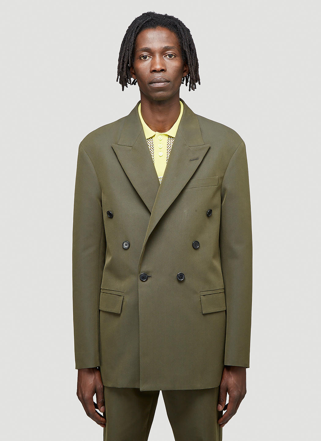 Olive green double breasted on sale blazer