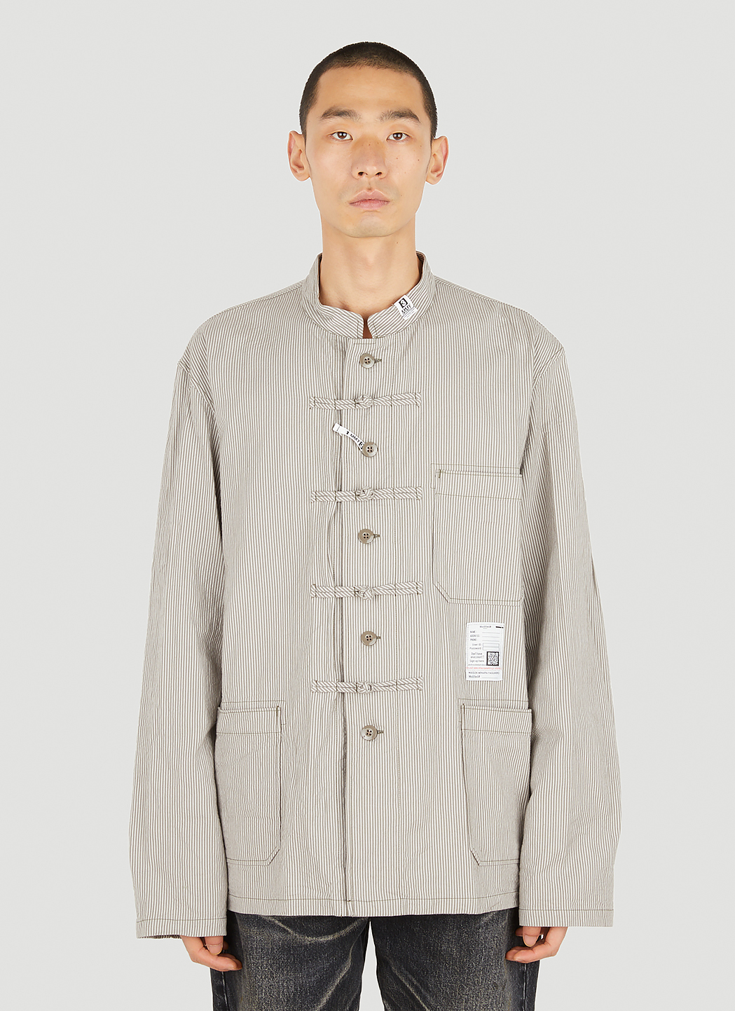 Maison Mihara Yasuhiro Cordlane No Collar Shirt in Grey | LN-CC®