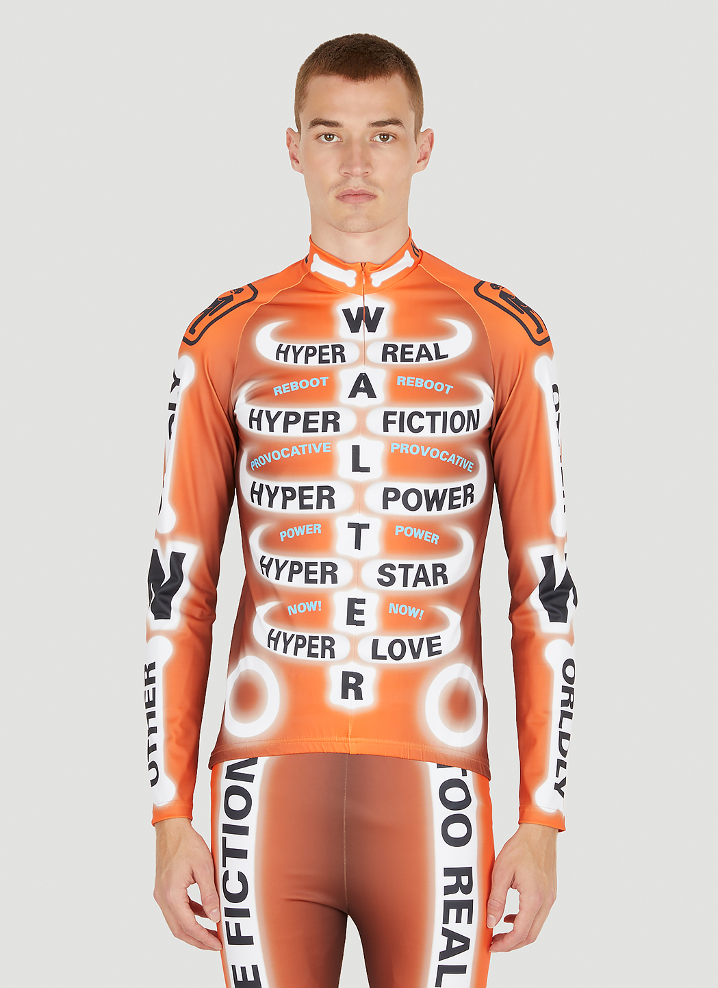 Walter Van Beirendonck Skeleton Long Sleeve Bike Top in Orange 