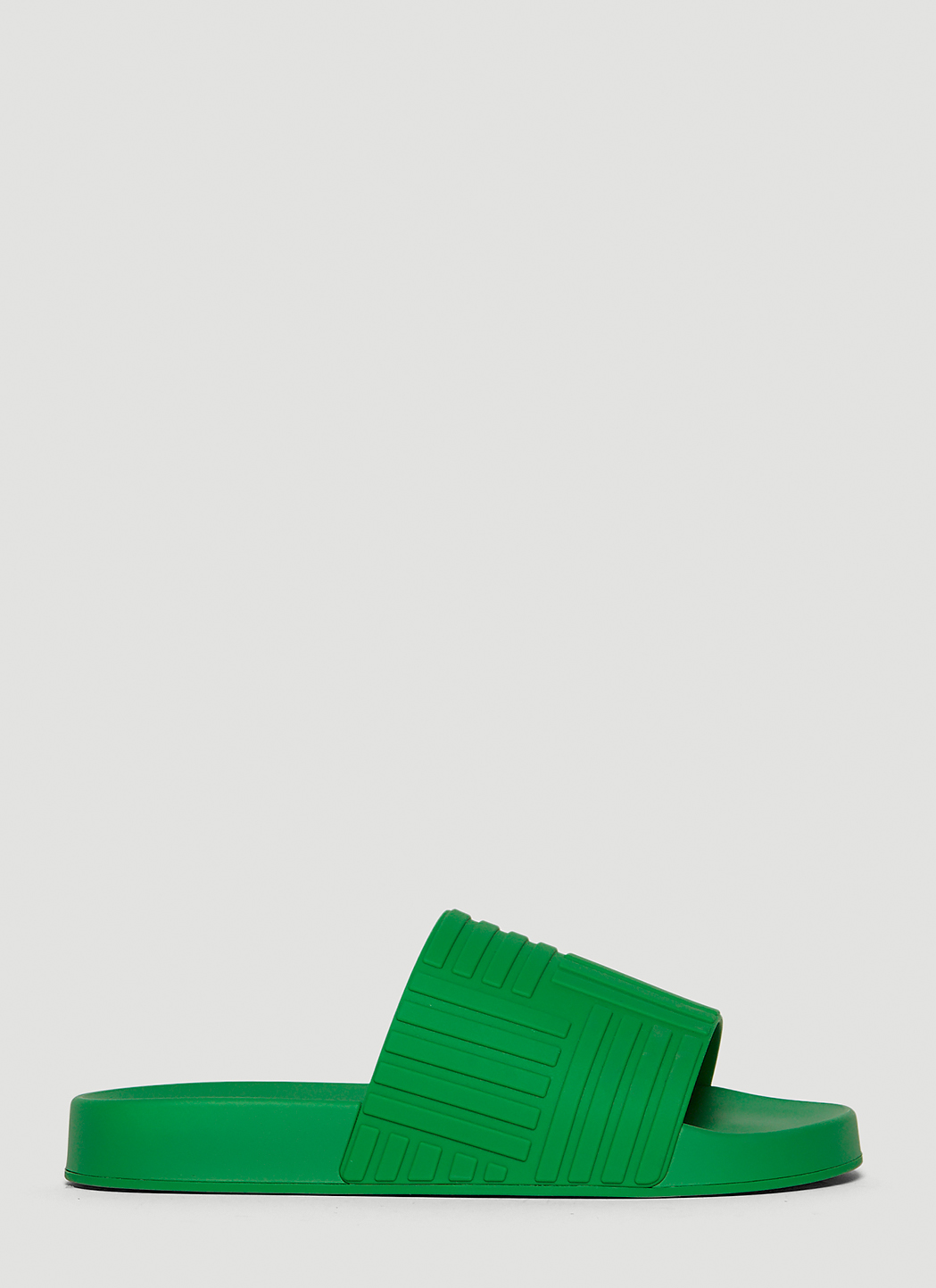 Bottega Veneta Embossed Rubber Slides in Green | LN-CC