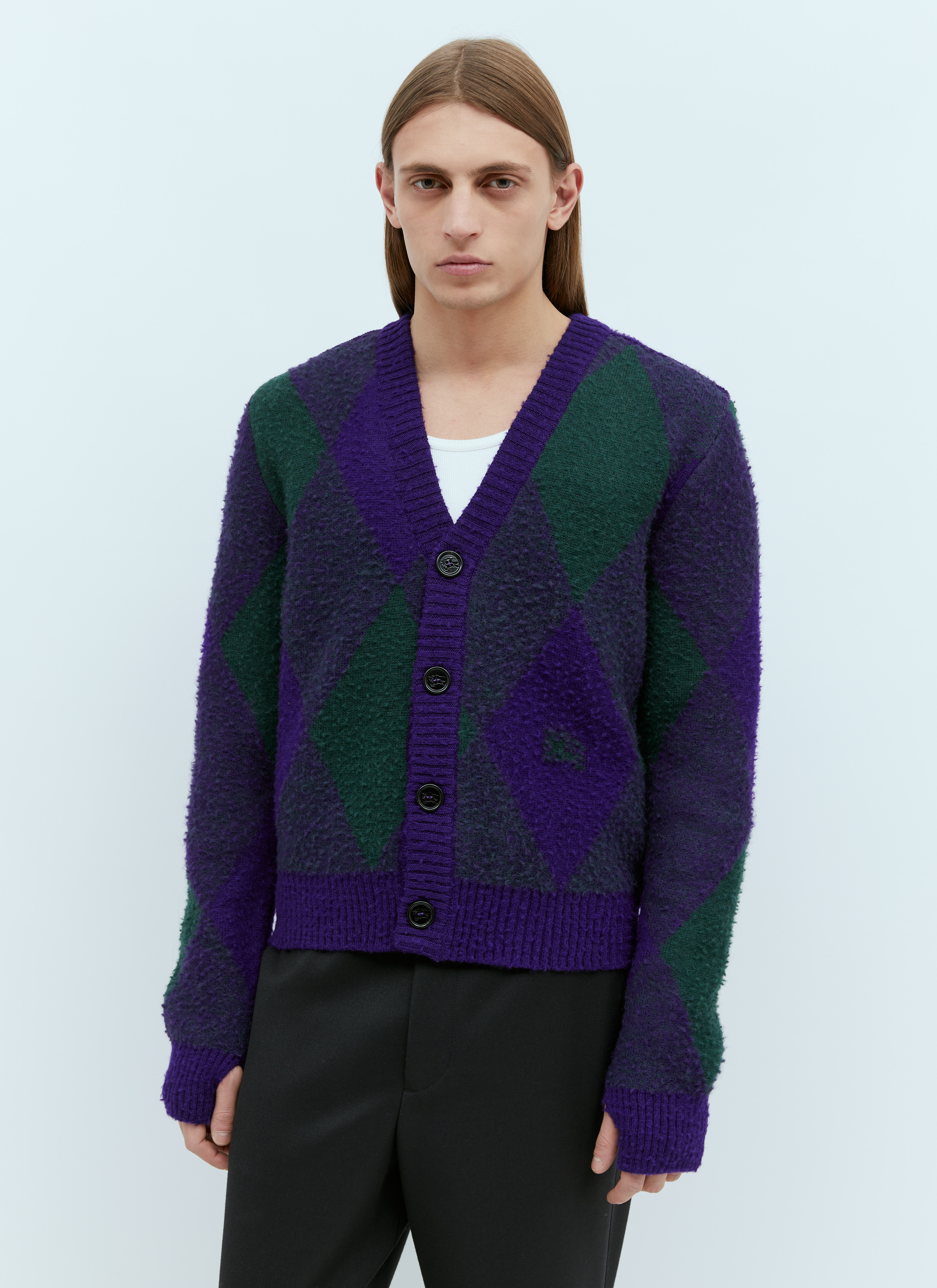 Burberry Argyle Wool Cardigan in Purple | LN-CC®