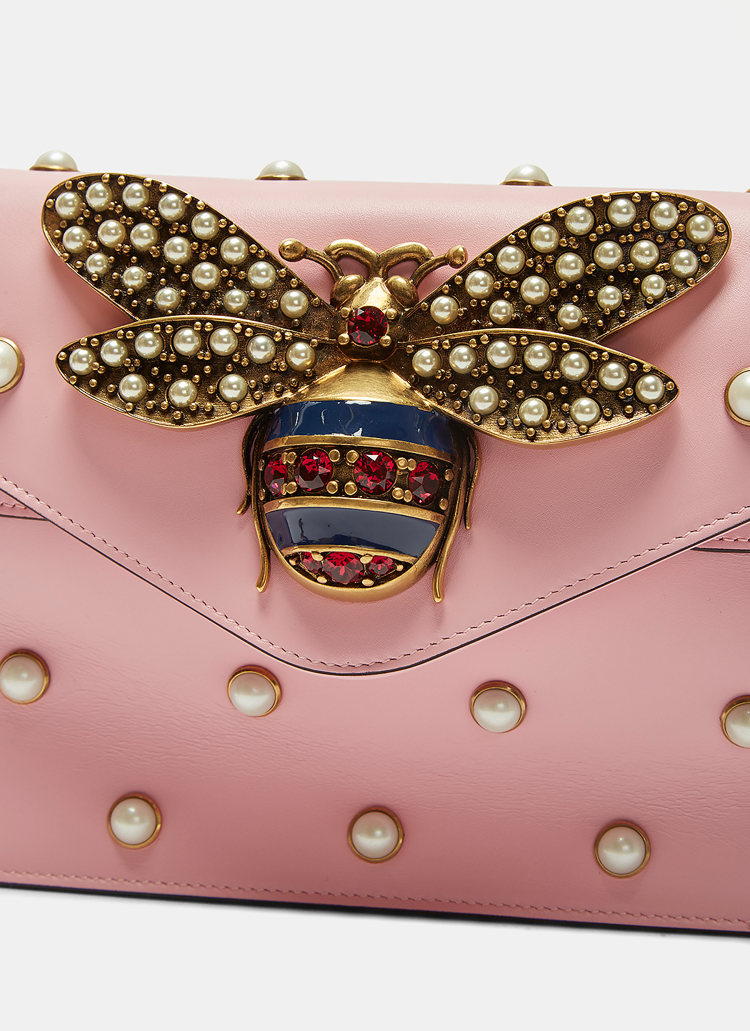 gucci broadway pearly bee shoulder bag