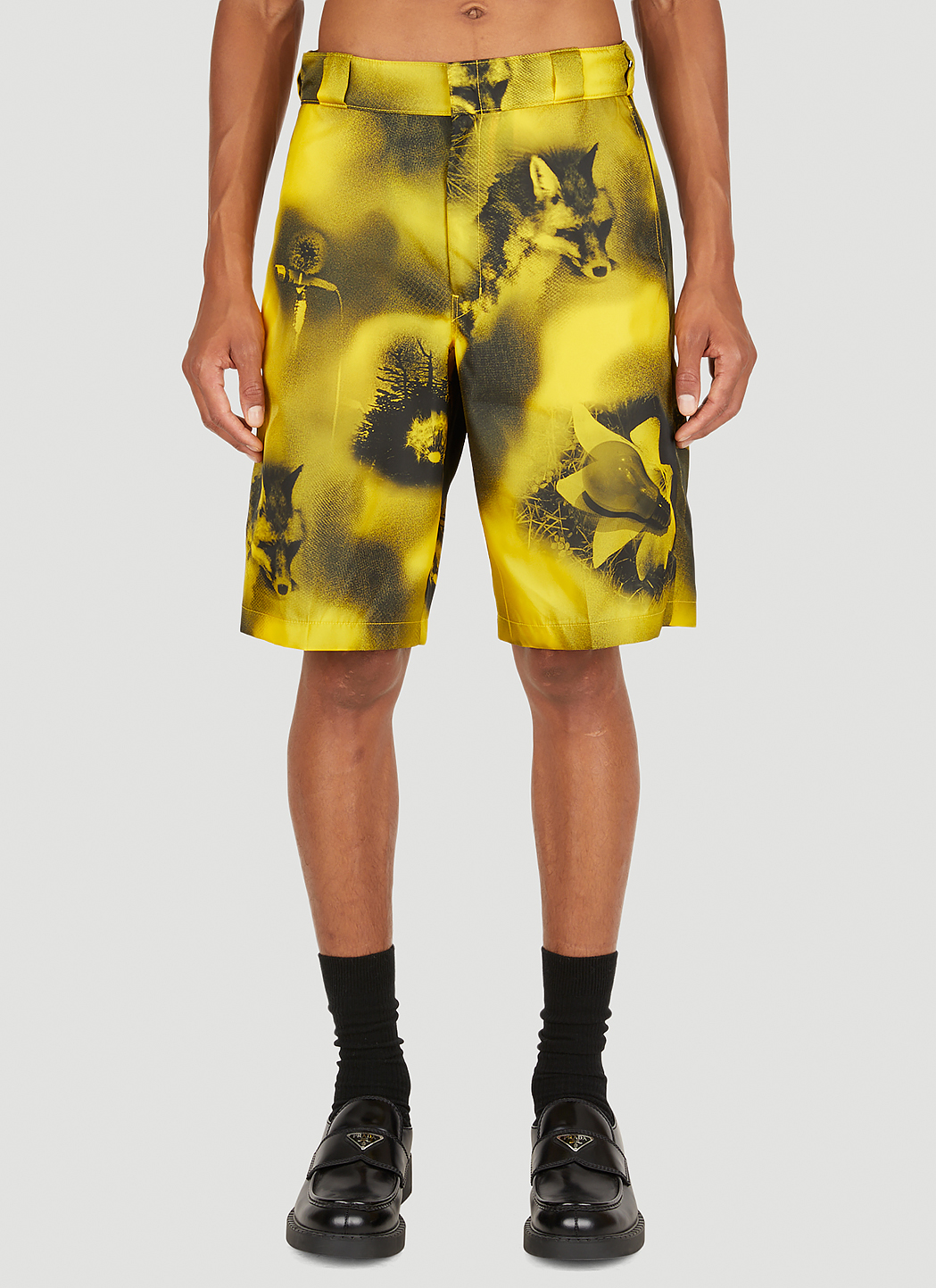 Prada Short Sleeved Printed Re Nylon Shirt Yellow - MEN from Onu UK