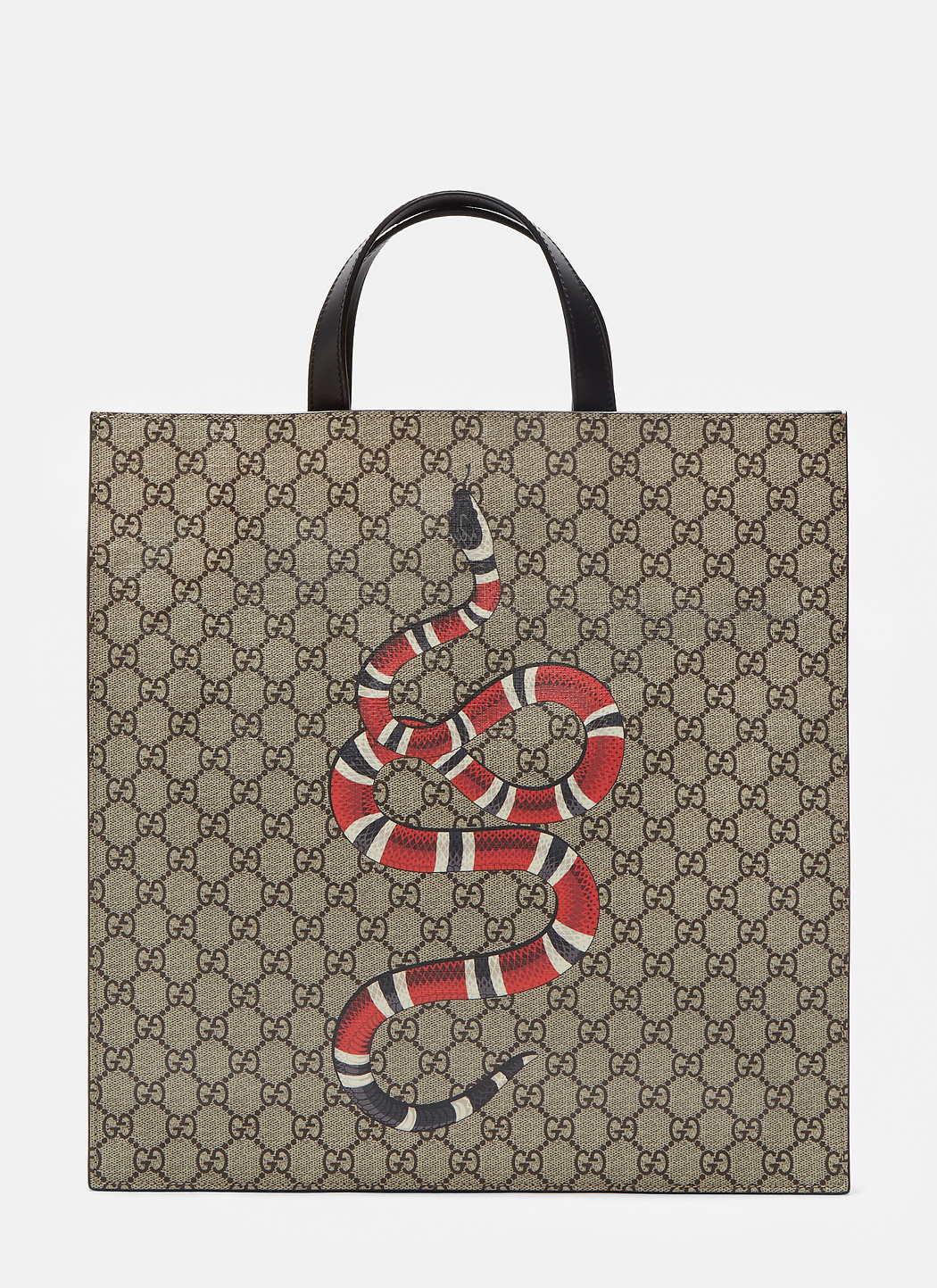 Gucci Snake Print GG Supreme Tote Bag in Brown | LN-CC