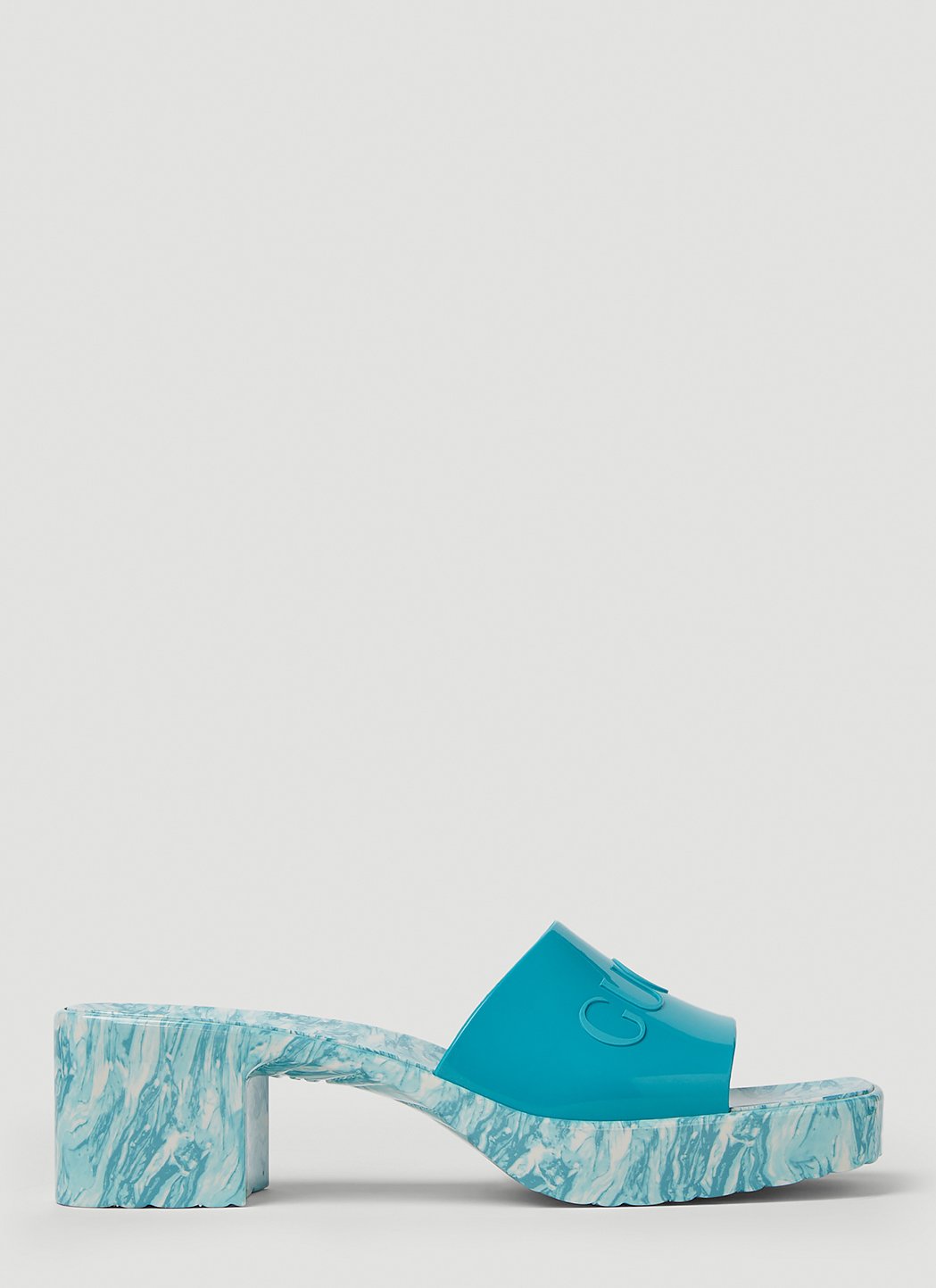 Gucci blue rubber slide heeled sandals new arrivals