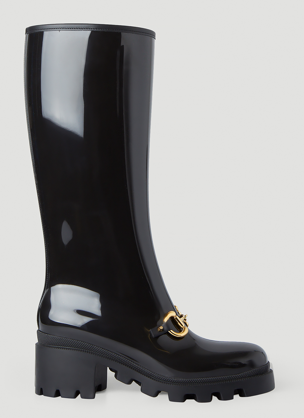 Gucci Knee High Horsebit Rain Boots in Black LN CC