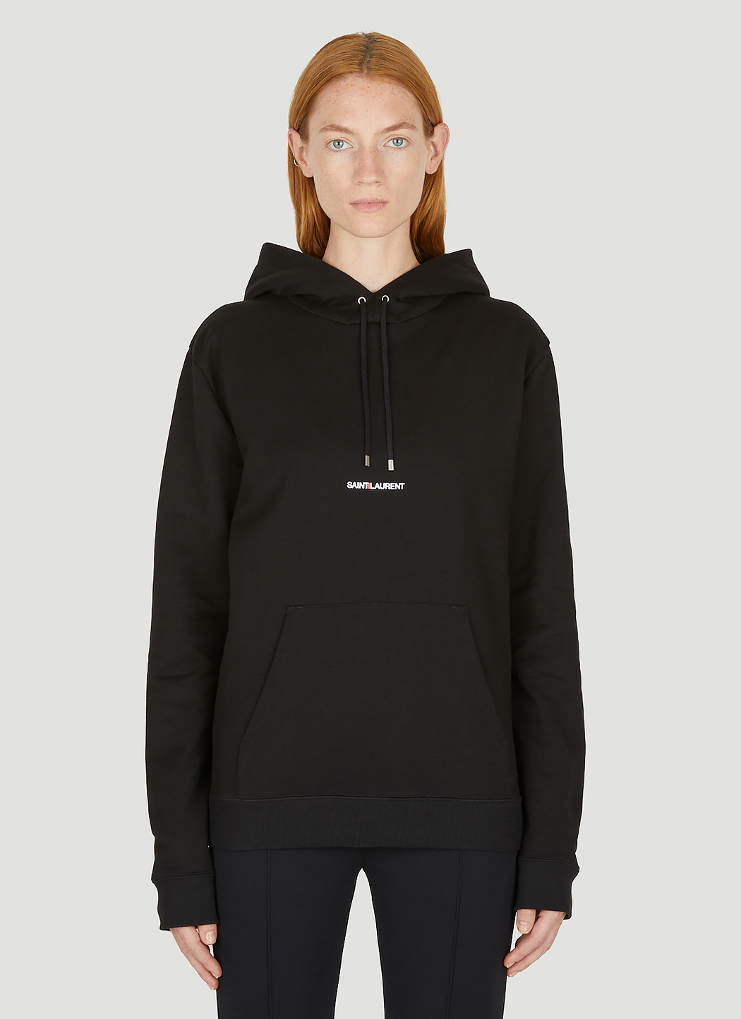 Saint Laurent Logo Embroidered in Black LN-CC® Hooded | Sweatshirt