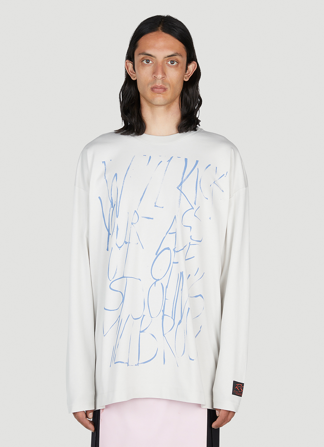 Raf Simons Kick Your Ass Long Sleeve T-Shirt in White | LN-CC®