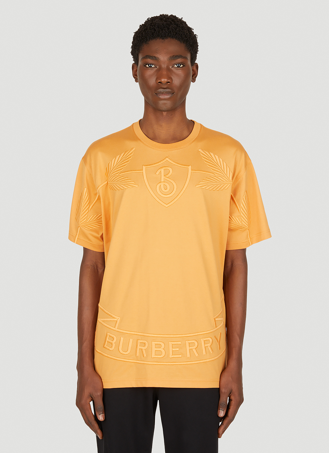 Burberry Logo Embroidery T Shirt in Orange LN CC