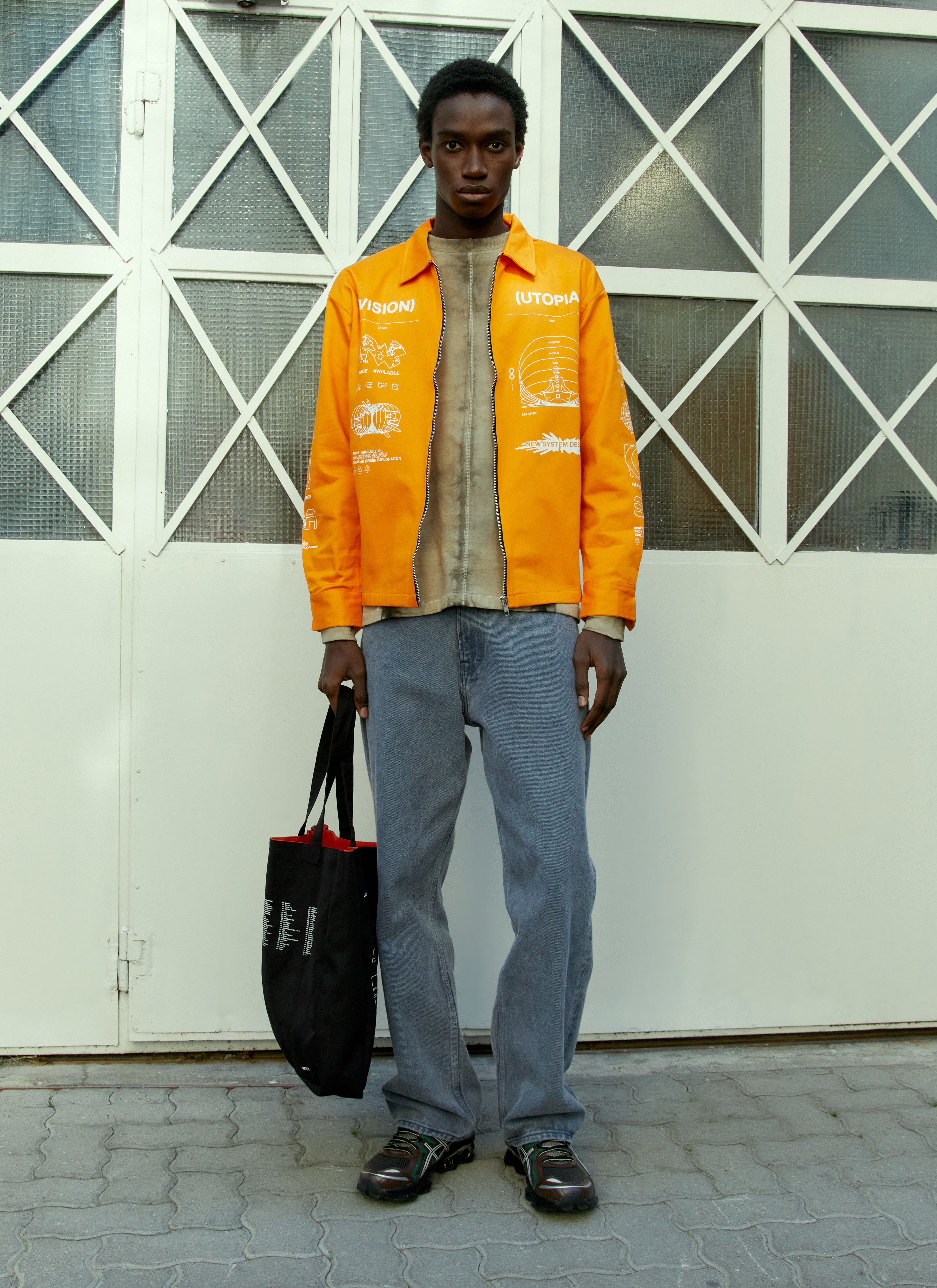 Orange jacket hot sale outfit men